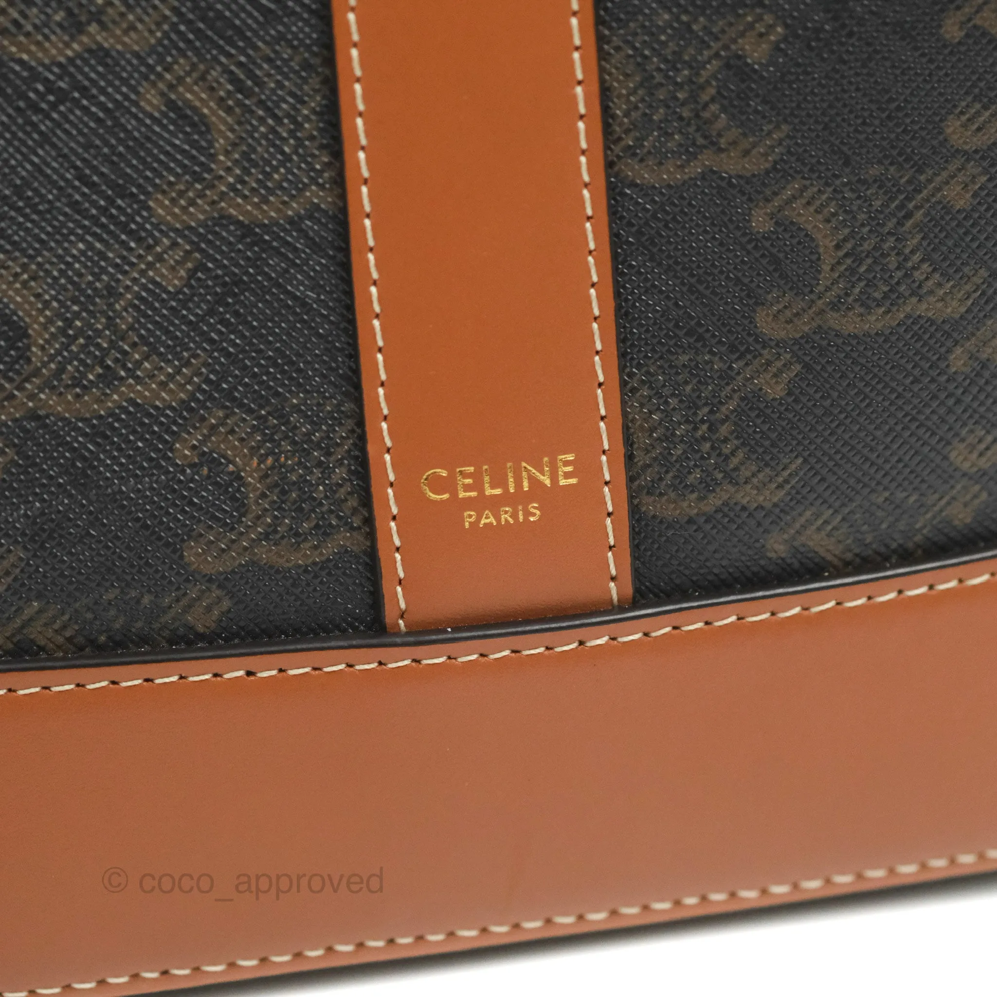 Celine Small Bucket Triomphe Canvas Tan Calfskin