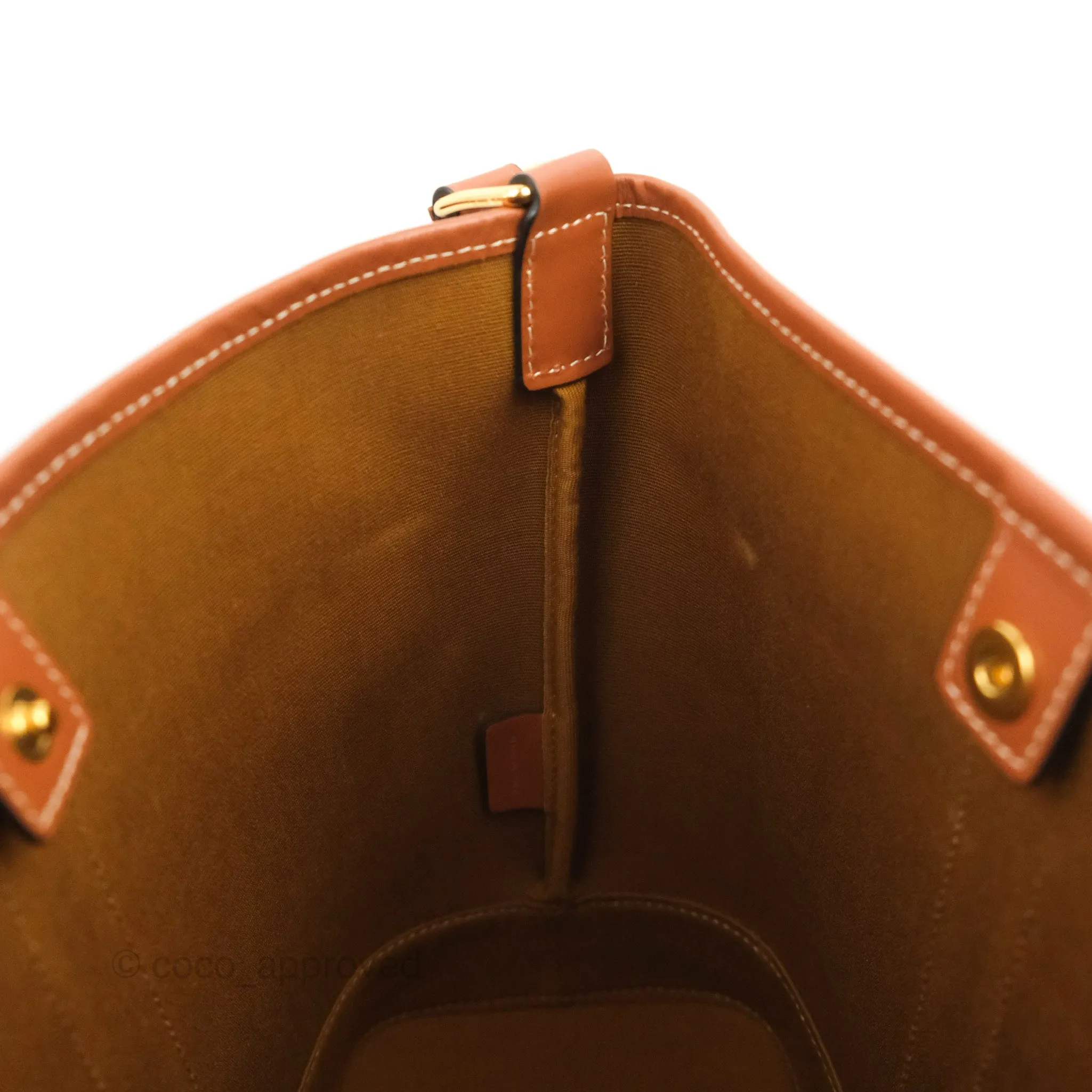Celine Small Bucket Triomphe Canvas Tan Calfskin