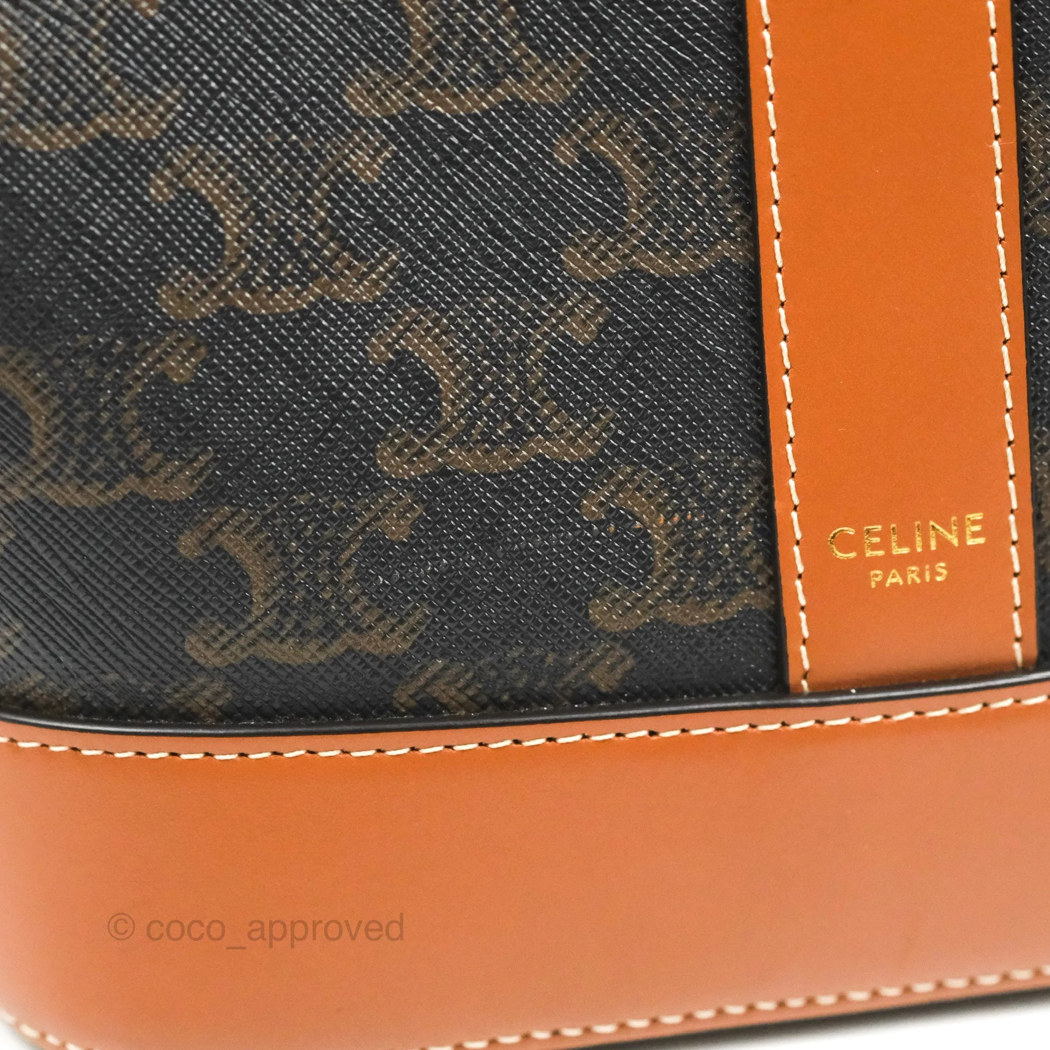Celine Small Bucket Triomphe Canvas Tan Calfskin