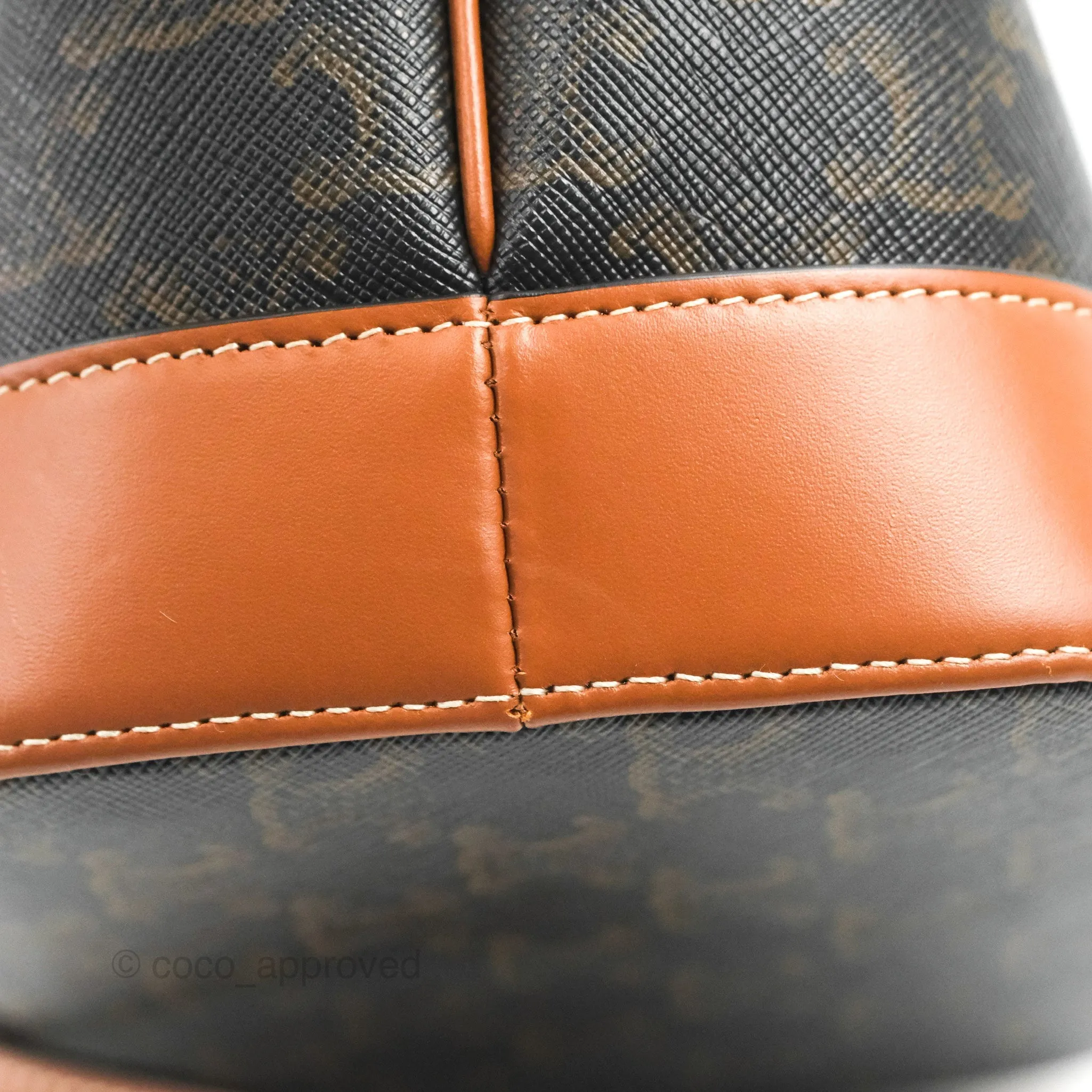 Celine Small Bucket Triomphe Canvas Tan Calfskin