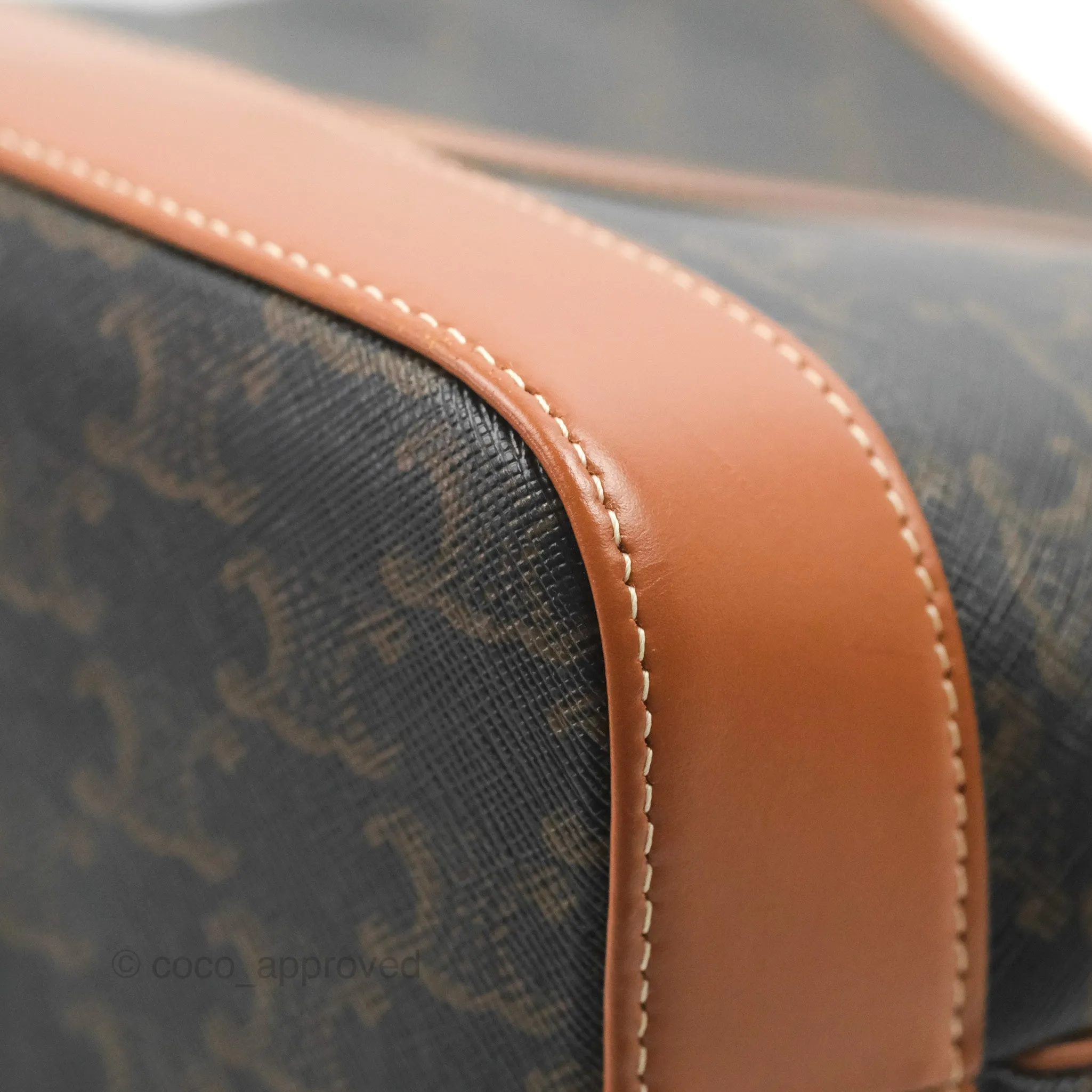 Celine Small Bucket Triomphe Canvas Tan Calfskin