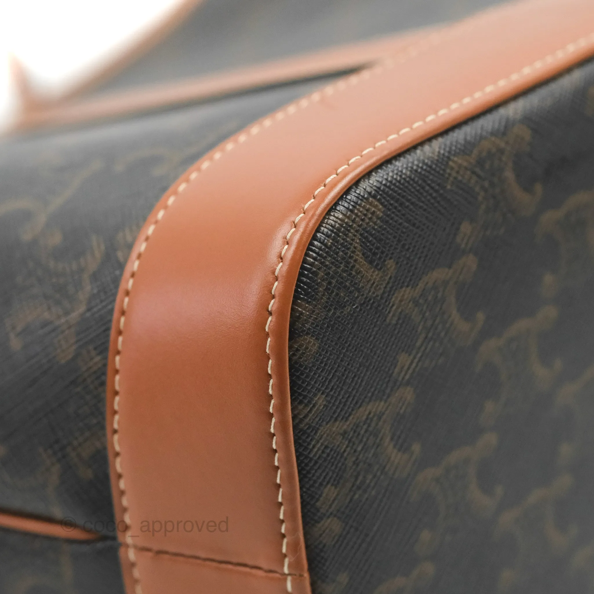 Celine Small Bucket Triomphe Canvas Tan Calfskin