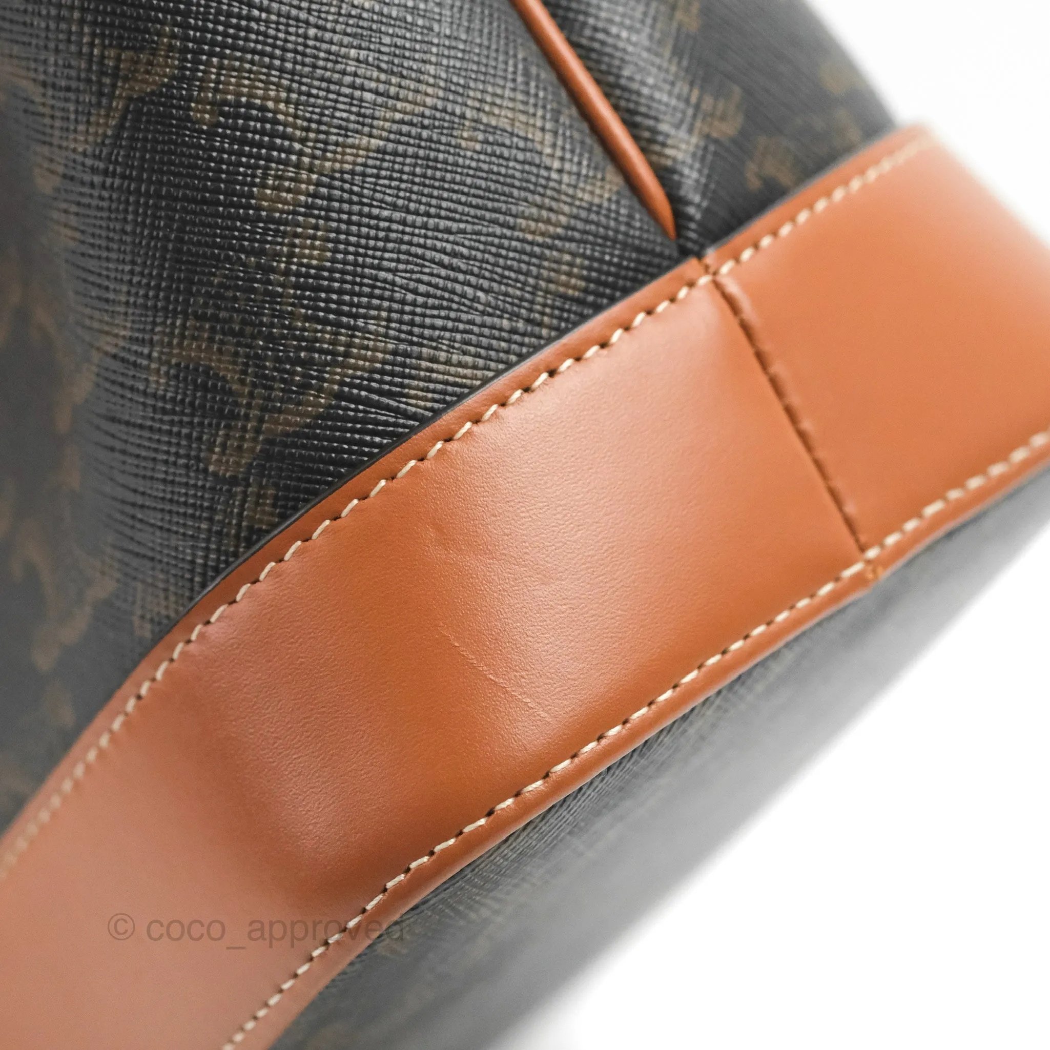 Celine Small Bucket Triomphe Canvas Tan Calfskin