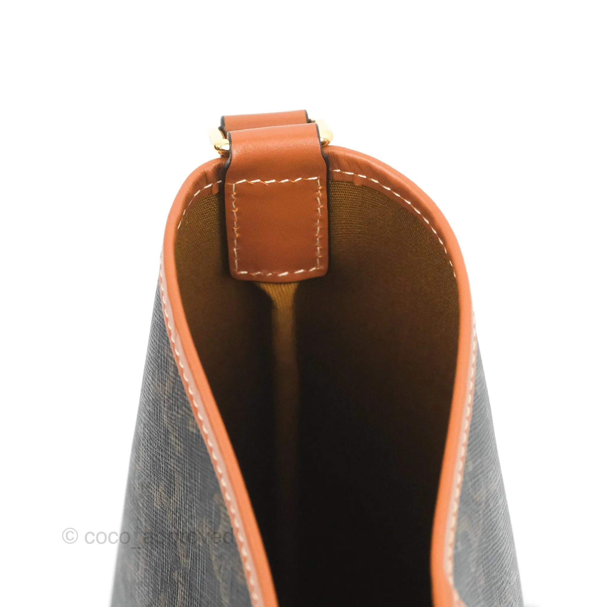 Celine Small Bucket Triomphe Canvas Tan Calfskin