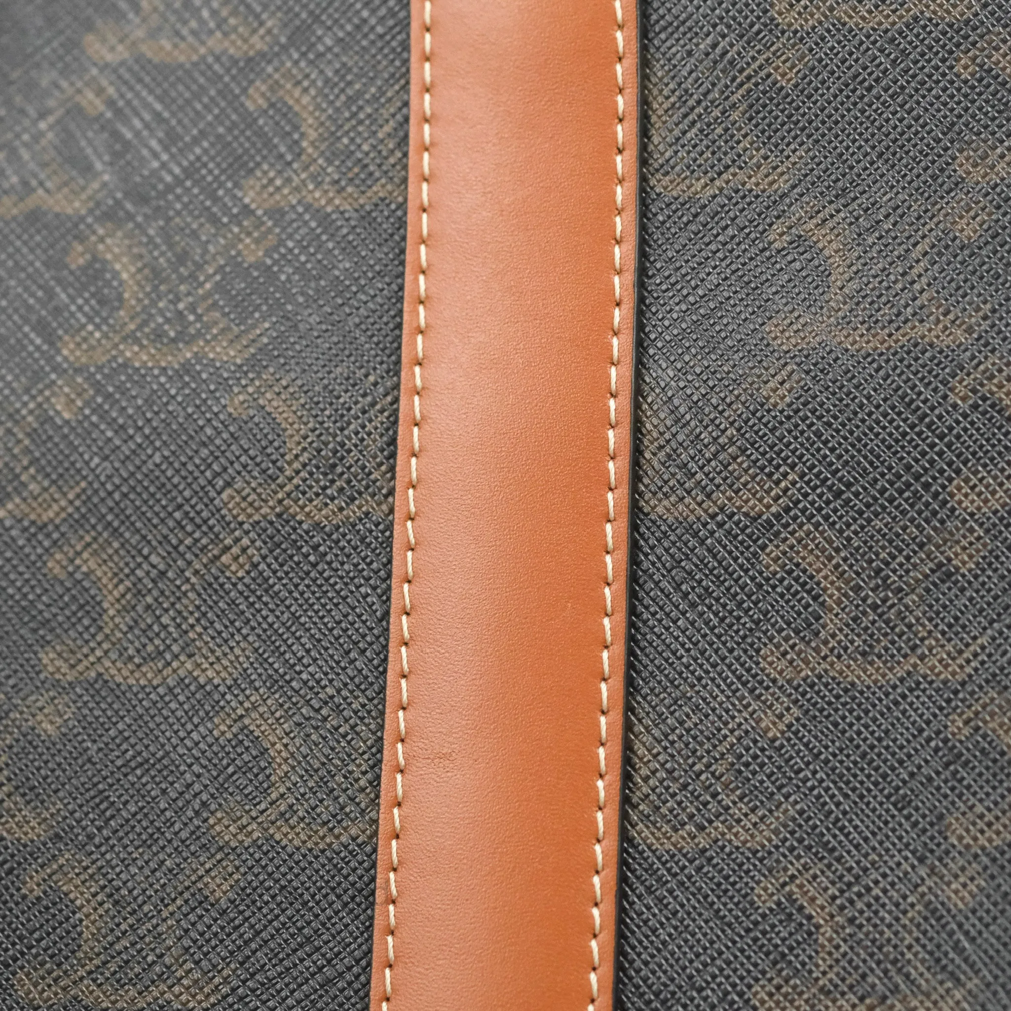 Celine Small Bucket Triomphe Canvas Tan Calfskin