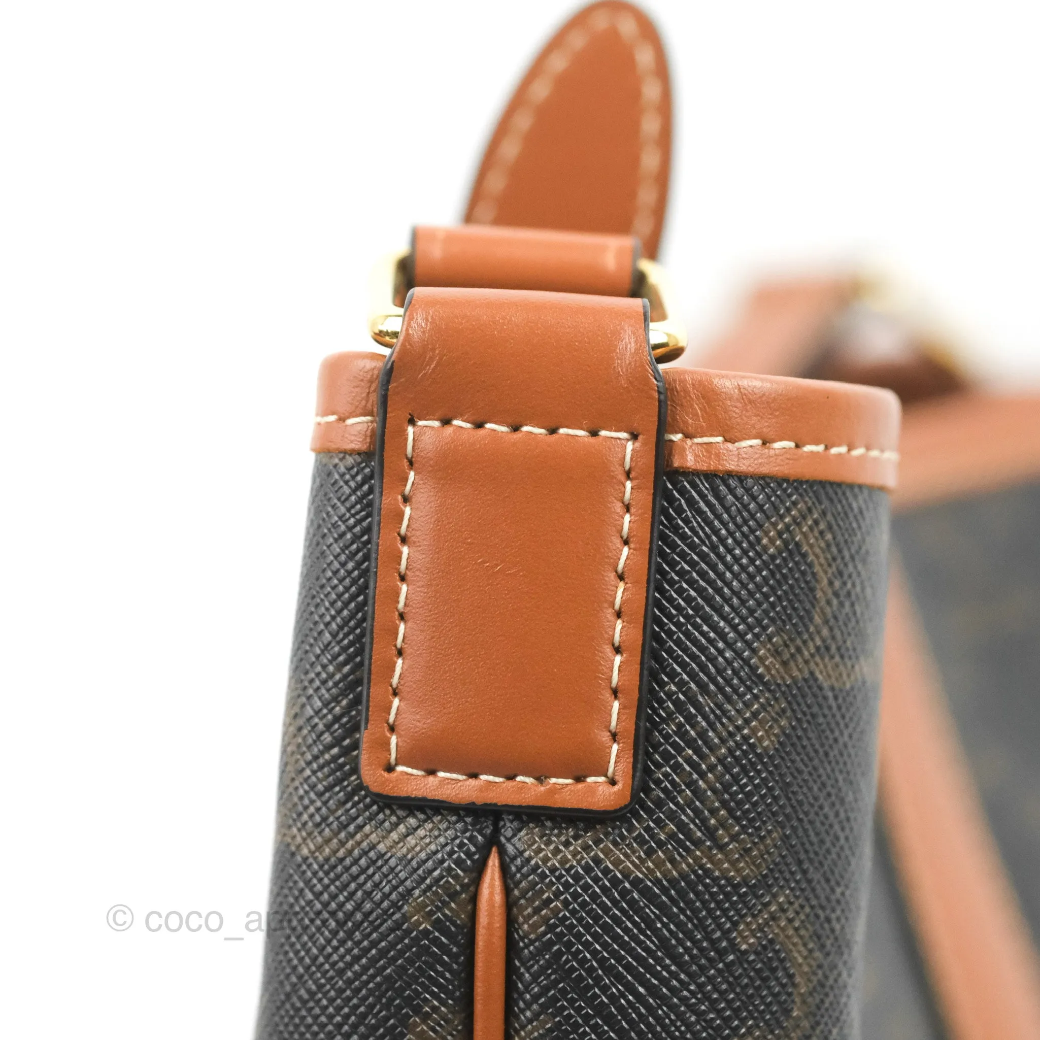 Celine Small Bucket Triomphe Canvas Tan Calfskin