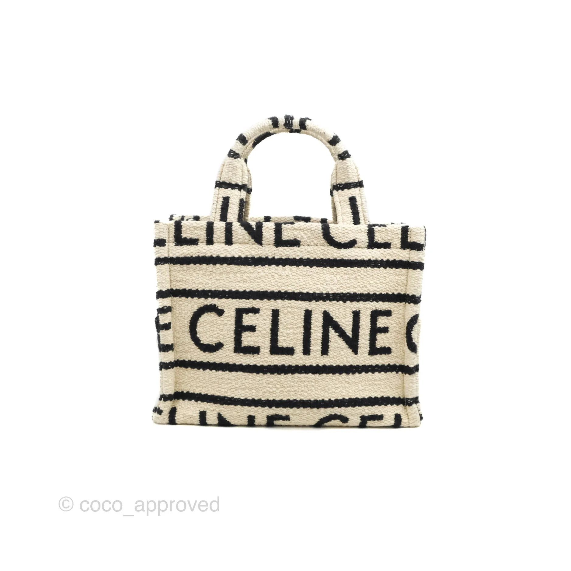 Celine Small Cabas Thais Textile with Celine All-Over White