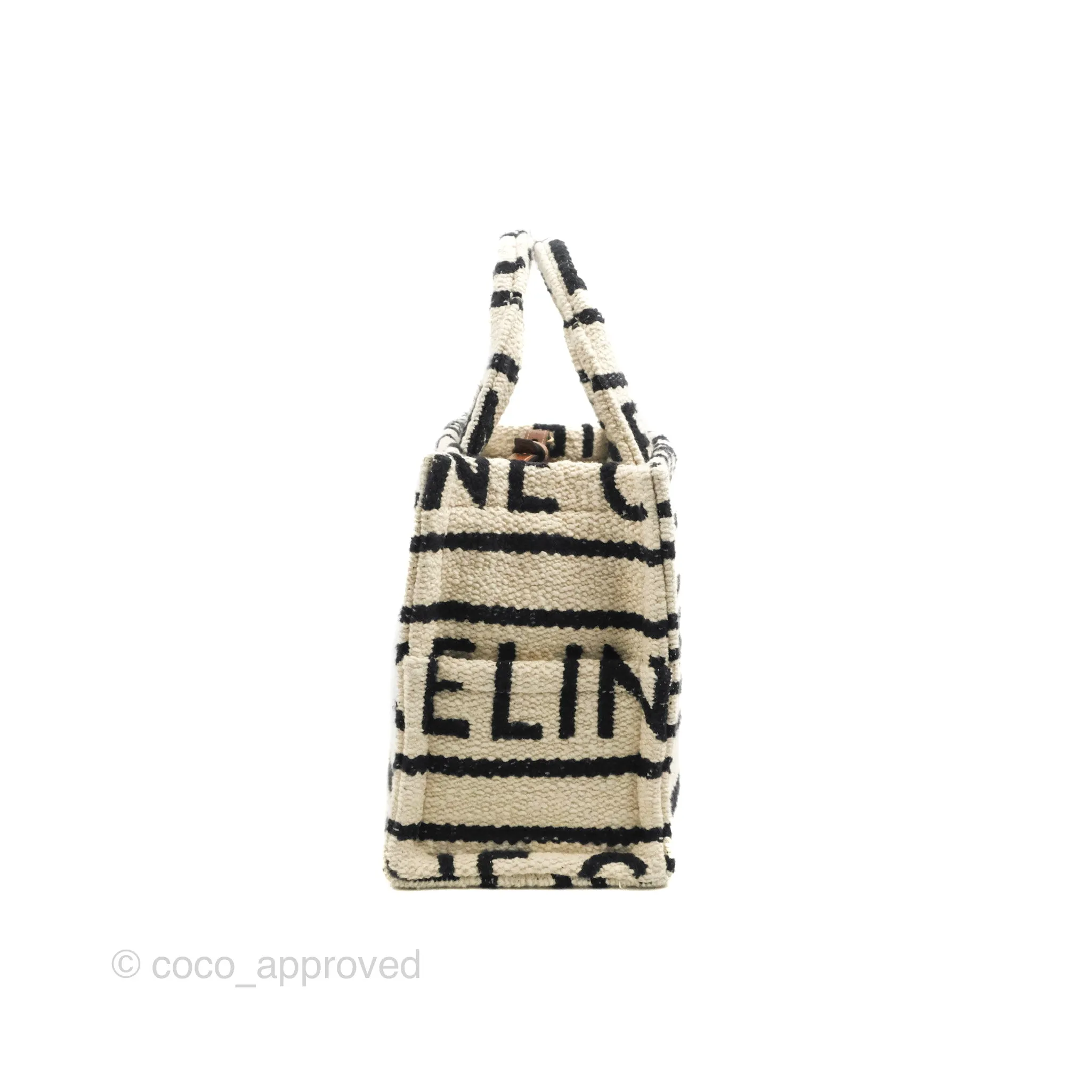 Celine Small Cabas Thais Textile with Celine All-Over White