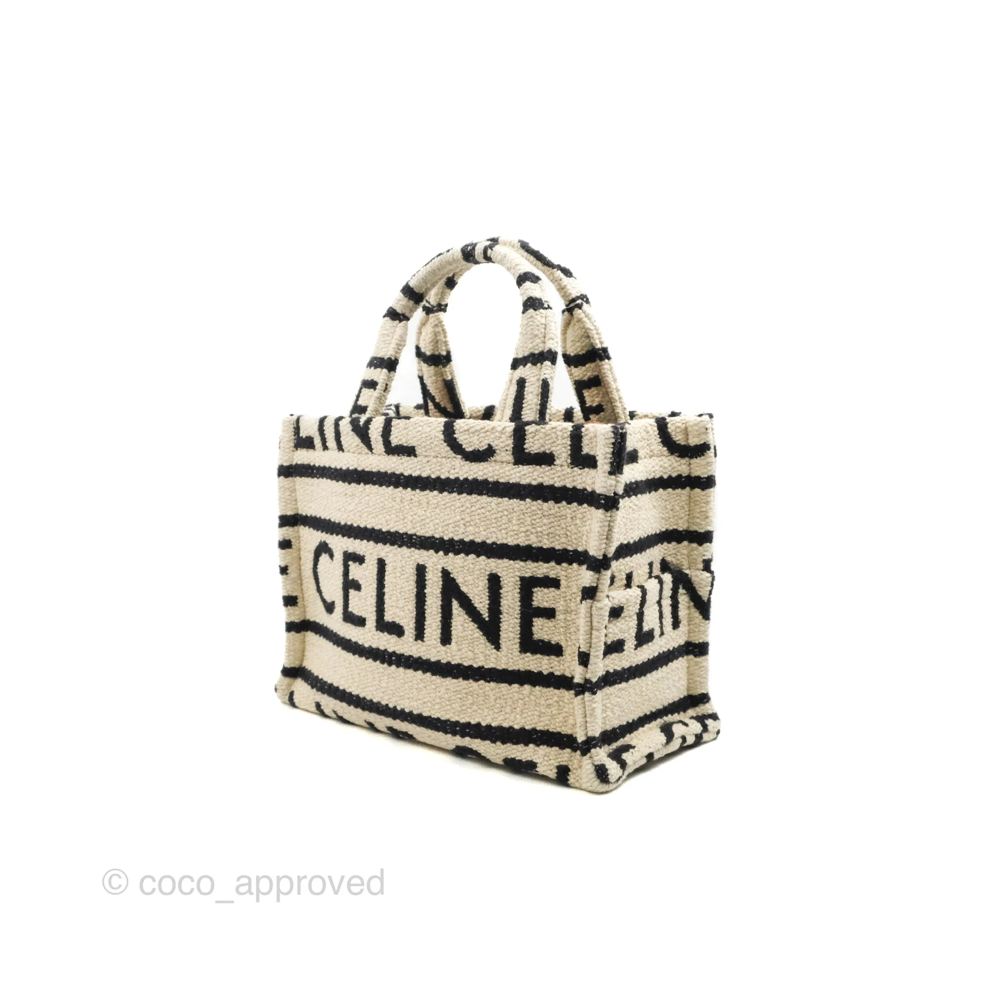 Celine Small Cabas Thais Textile with Celine All-Over White