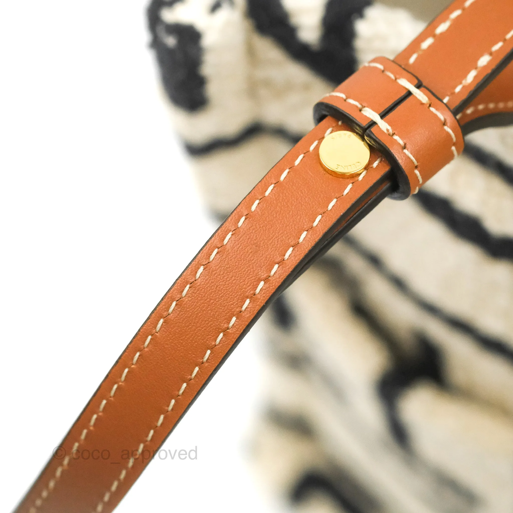 Celine Small Cabas Thais Textile with Celine All-Over White
