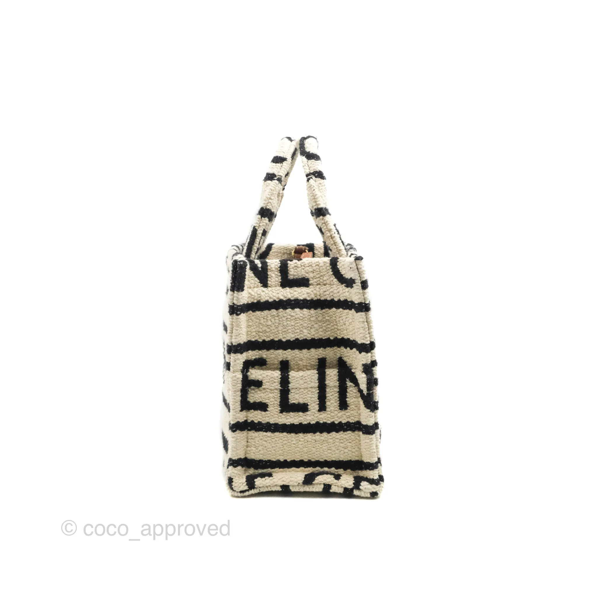 Celine Small Cabas Thais Textile with Celine All-Over White