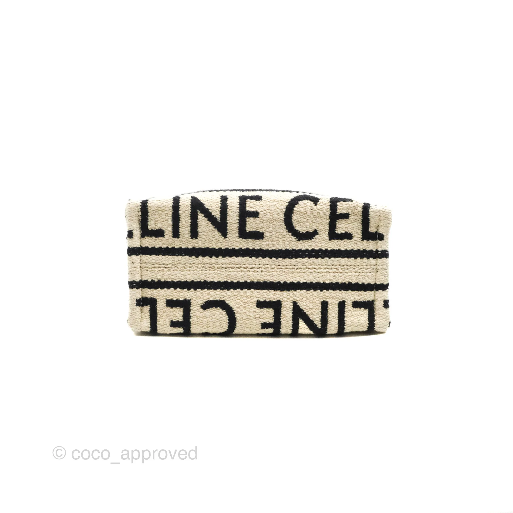 Celine Small Cabas Thais Textile with Celine All-Over White