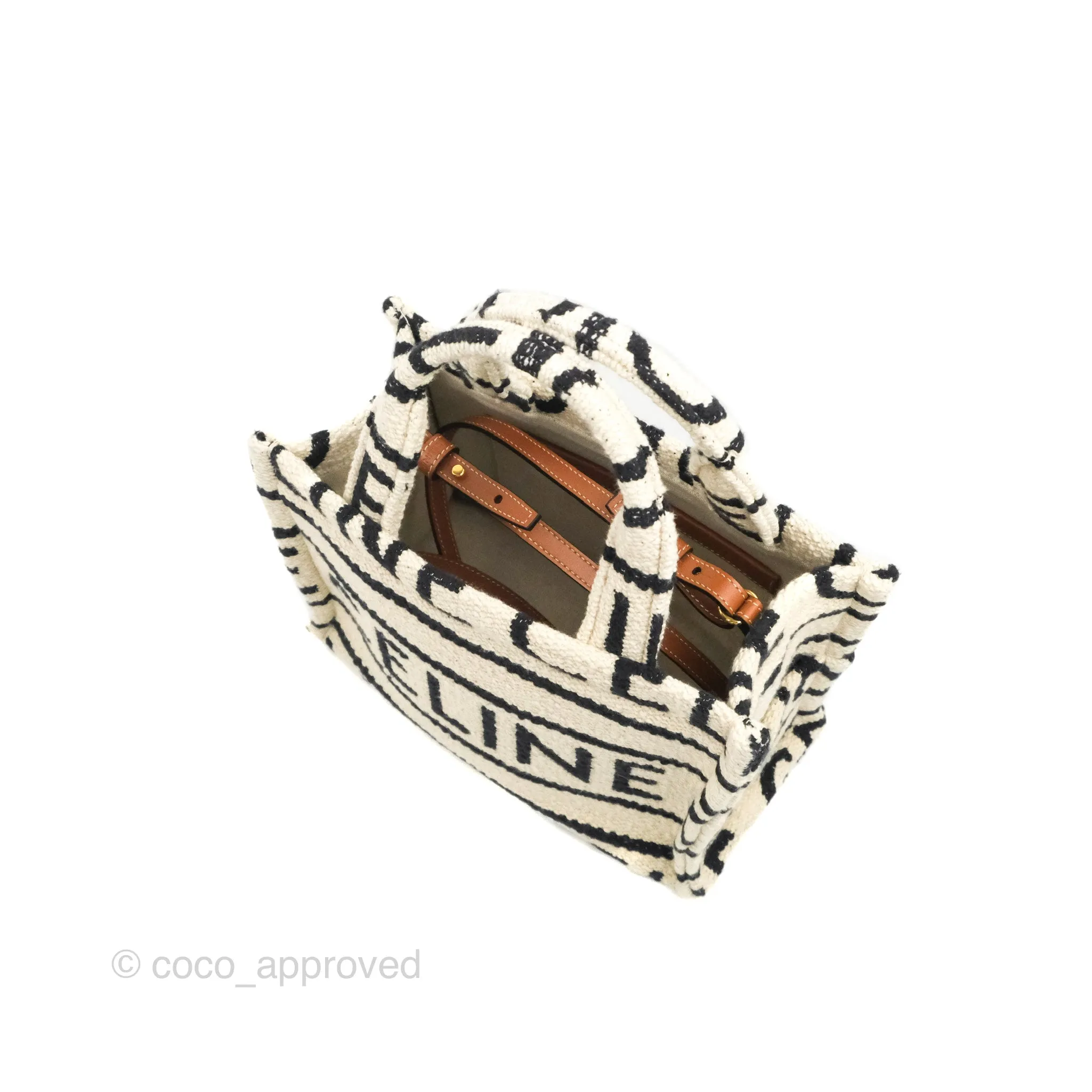 Celine Small Cabas Thais Textile with Celine All-Over White