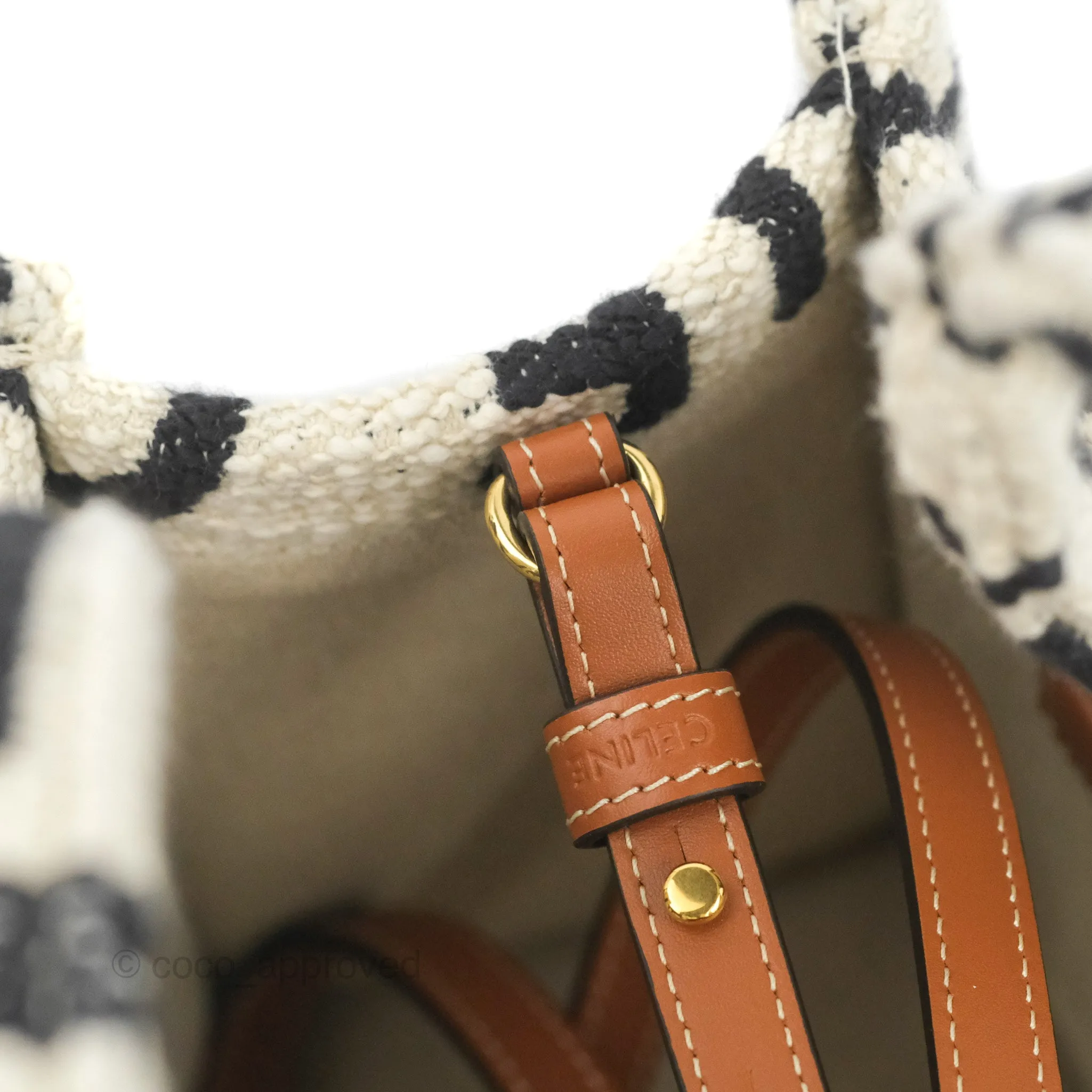 Celine Small Cabas Thais Textile with Celine All-Over White