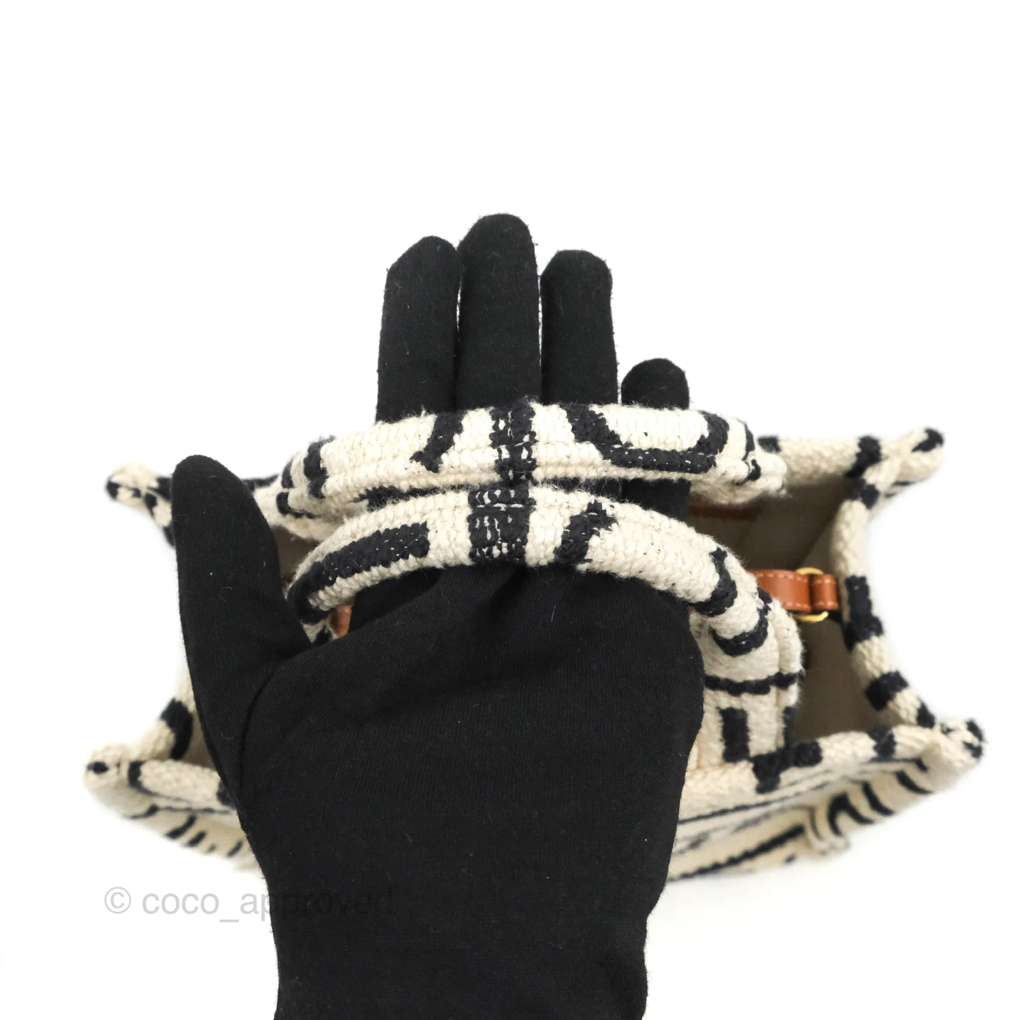 Celine Small Cabas Thais Textile with Celine All-Over White