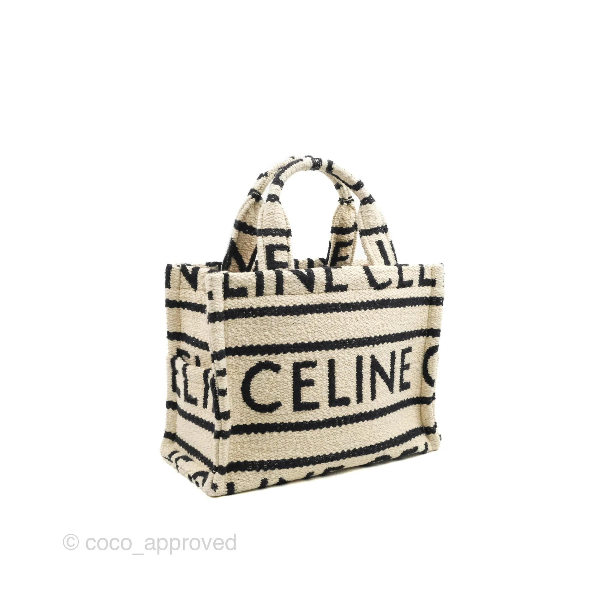 Celine Small Cabas Thais Textile with Celine All-Over White