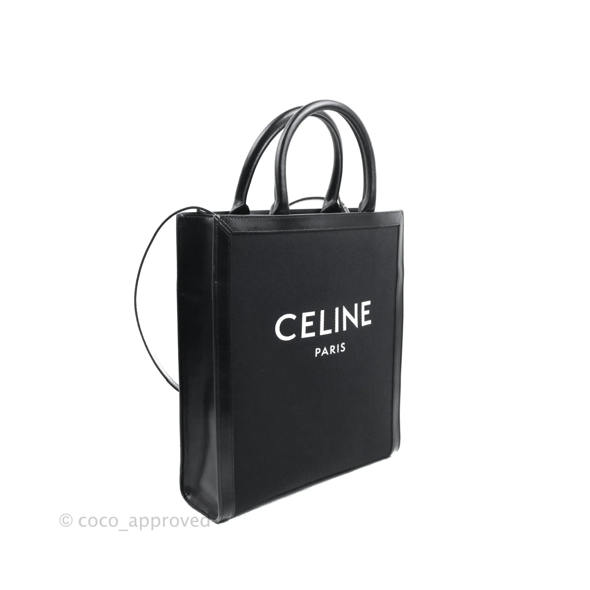 Celine Small Cabas Vertical Tote Black Textlie
