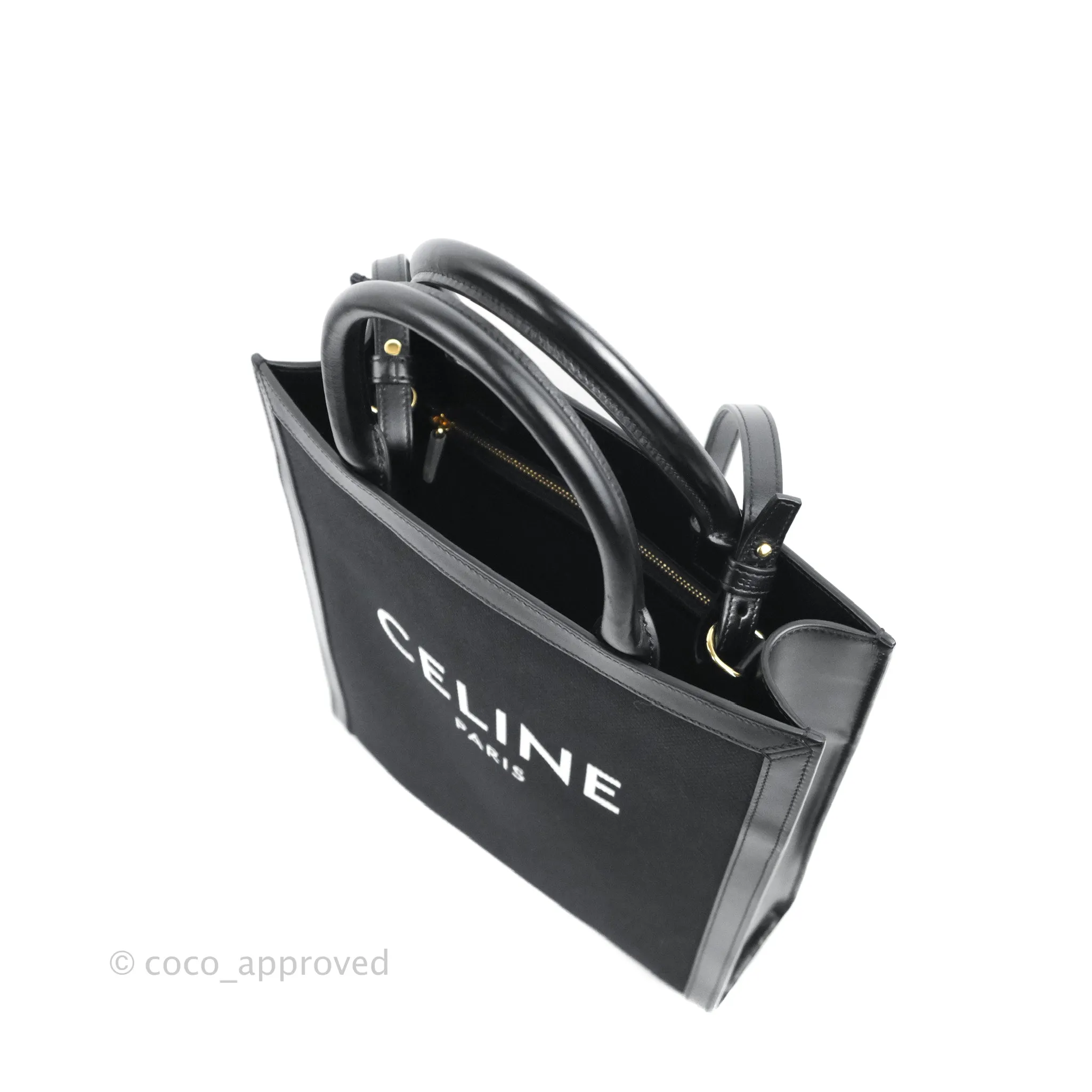 Celine Small Cabas Vertical Tote Black Textlie