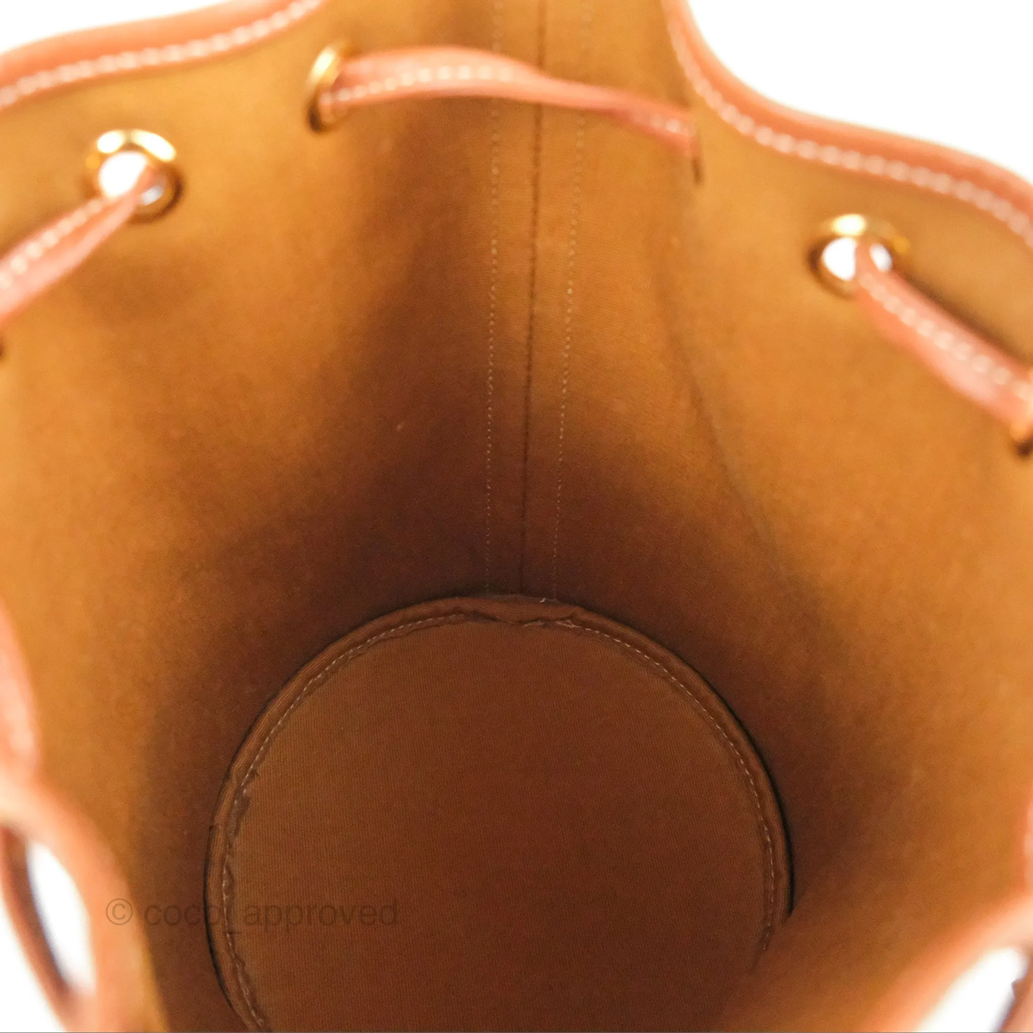 Celine Small Drawstring Bag Triomphe Canvas Tan Calfskin