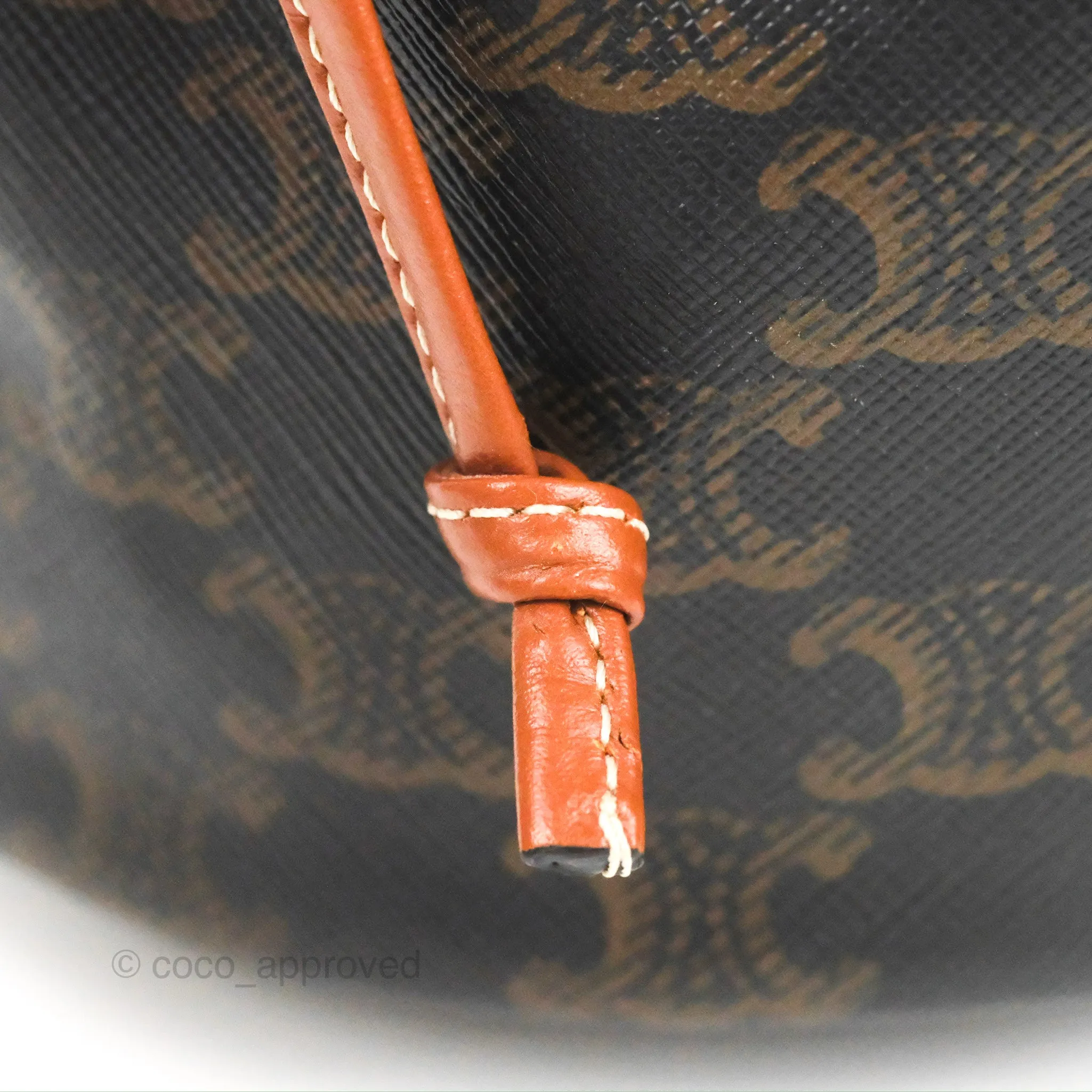 Celine Small Drawstring Bag Triomphe Canvas Tan Calfskin