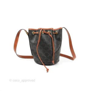 Celine Small Drawstring Bag Triomphe Canvas Tan Calfskin
