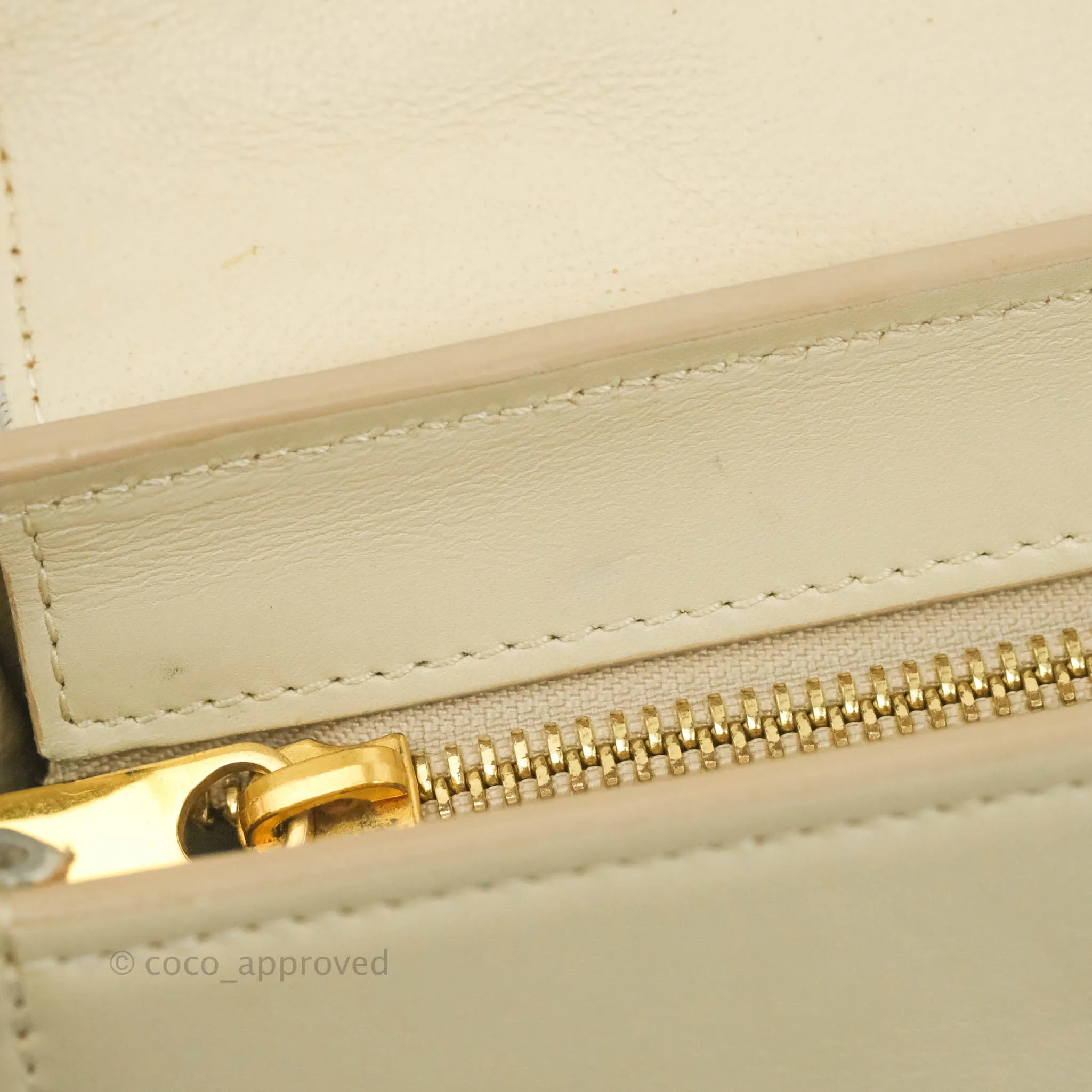 Celine Small Sleek Calfskin Tri-Color Trapeze Ivory