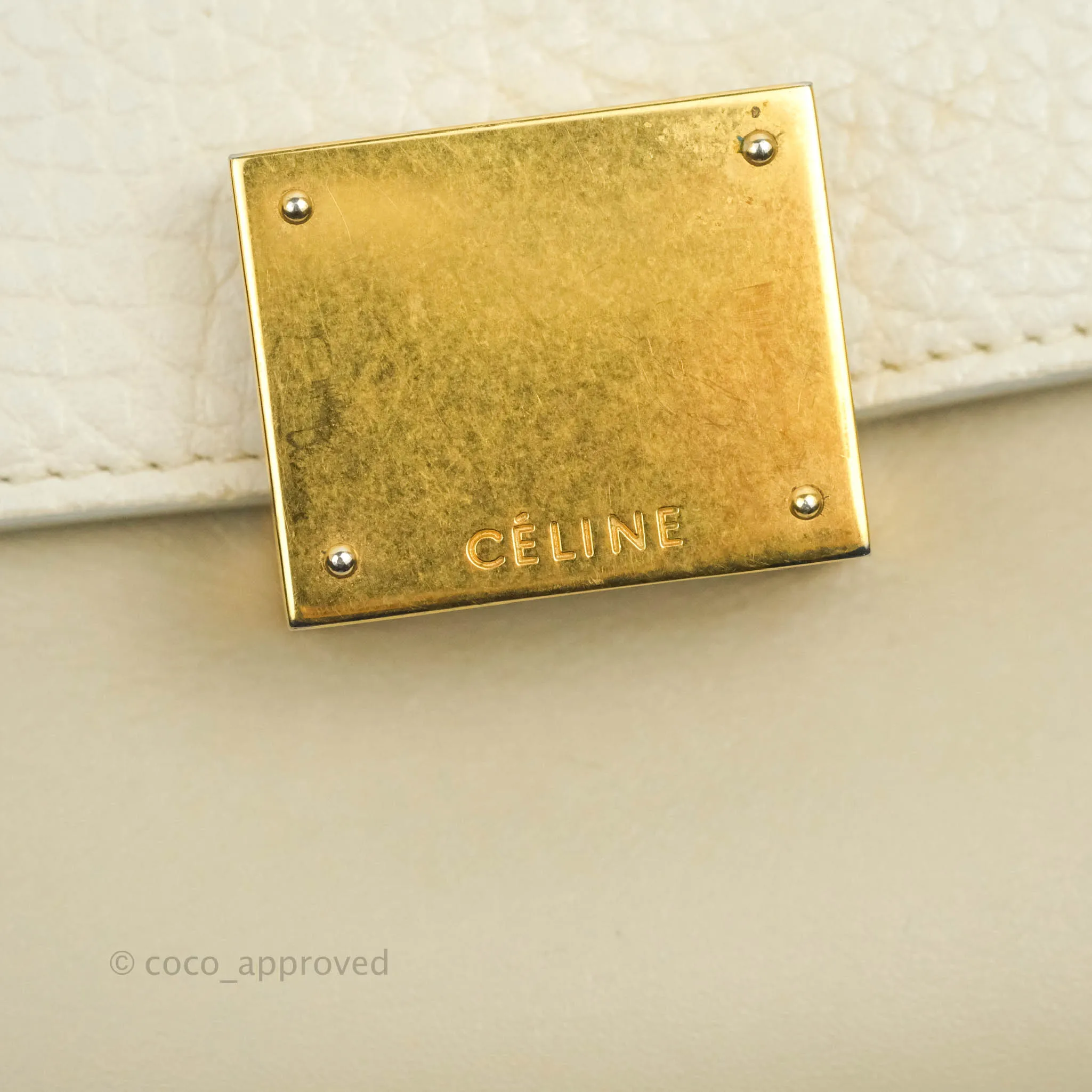 Celine Small Sleek Calfskin Tri-Color Trapeze Ivory