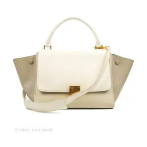Celine Small Sleek Calfskin Tri-Color Trapeze Ivory