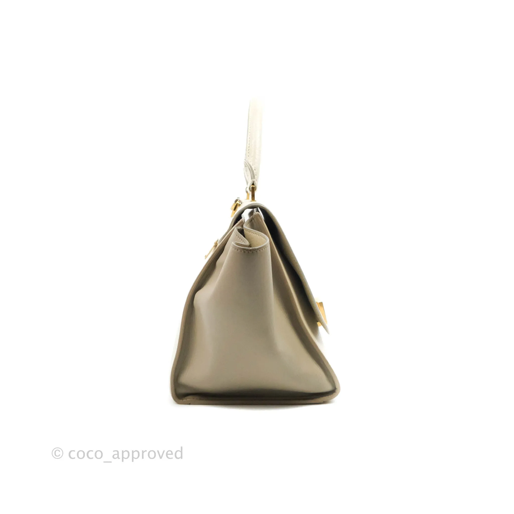 Celine Small Sleek Calfskin Tri-Color Trapeze Ivory