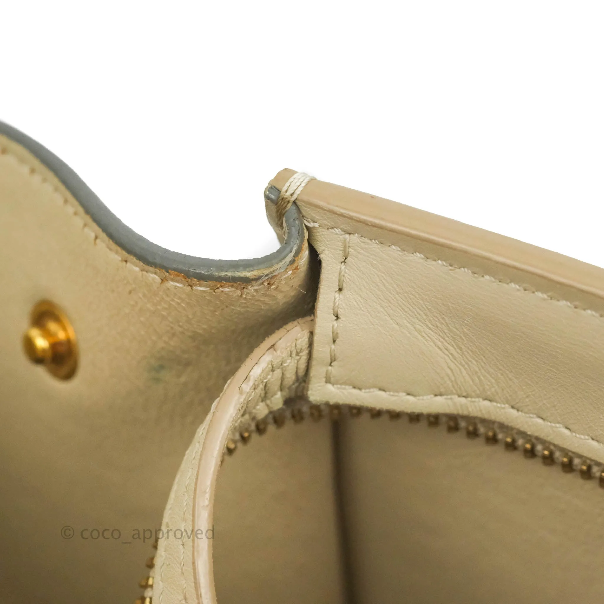 Celine Small Sleek Calfskin Tri-Color Trapeze Ivory