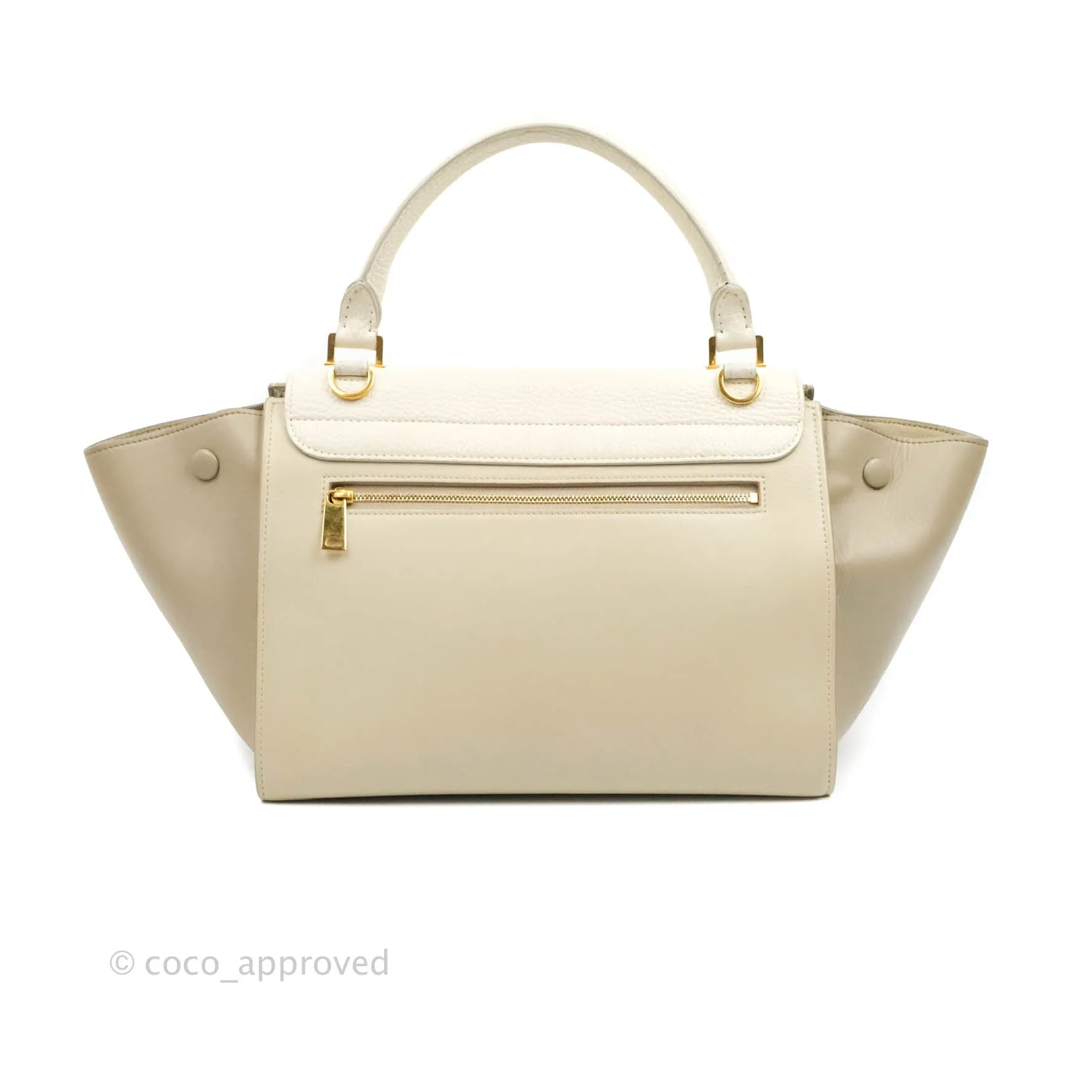 Celine Small Sleek Calfskin Tri-Color Trapeze Ivory