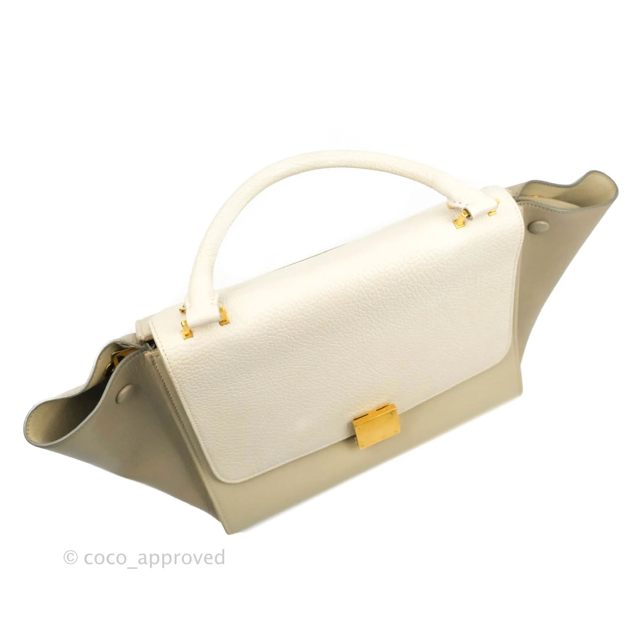 Celine Small Sleek Calfskin Tri-Color Trapeze Ivory