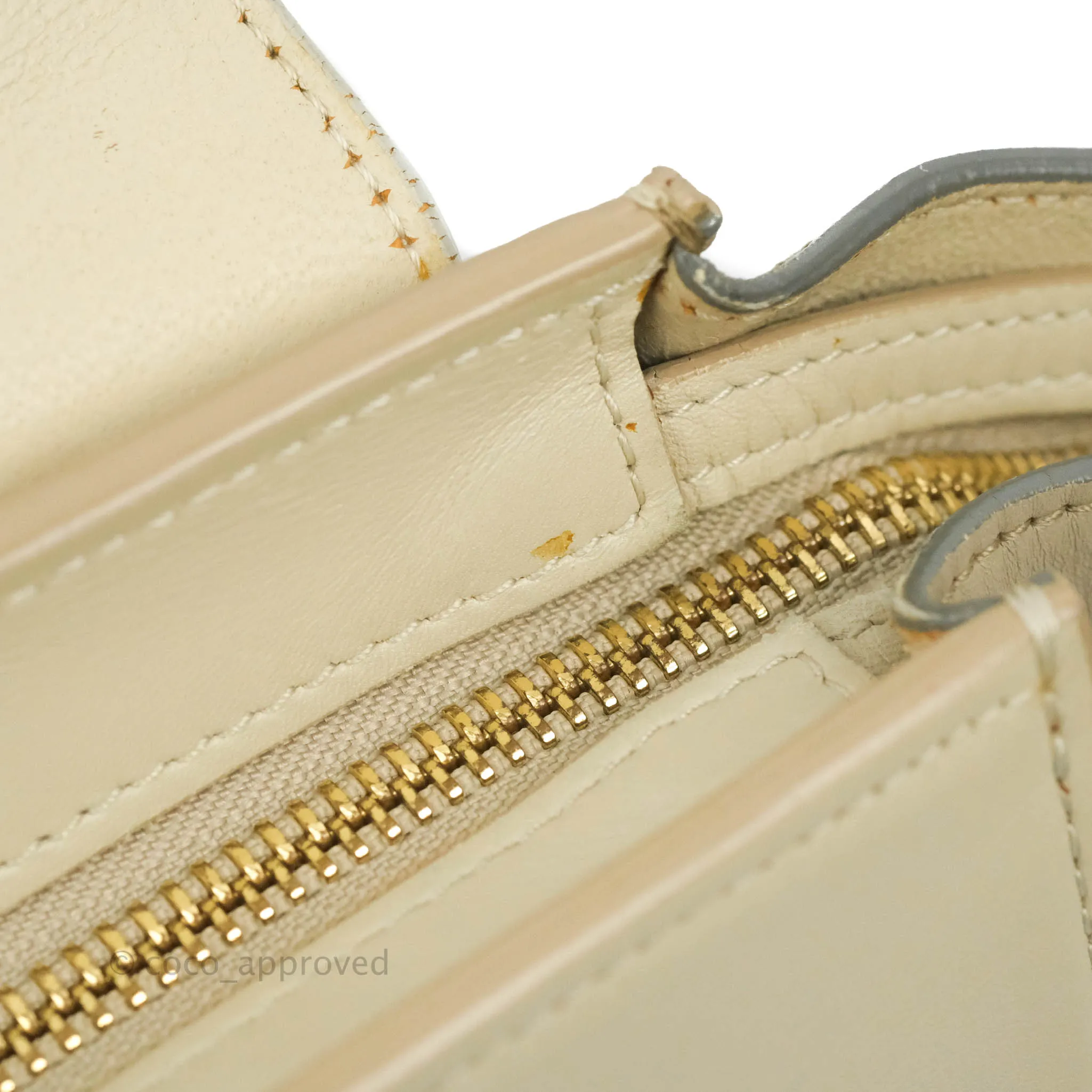 Celine Small Sleek Calfskin Tri-Color Trapeze Ivory