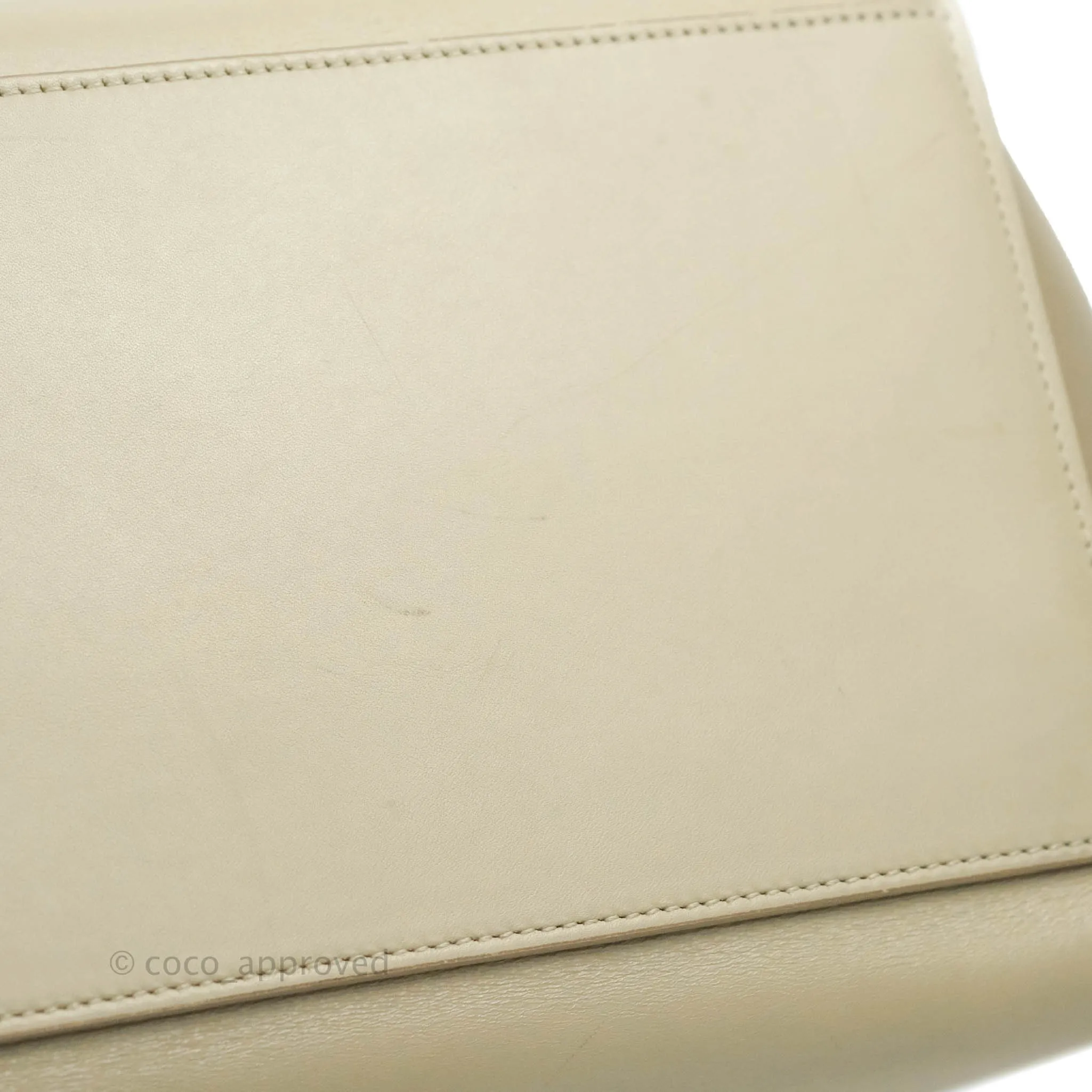 Celine Small Sleek Calfskin Tri-Color Trapeze Ivory