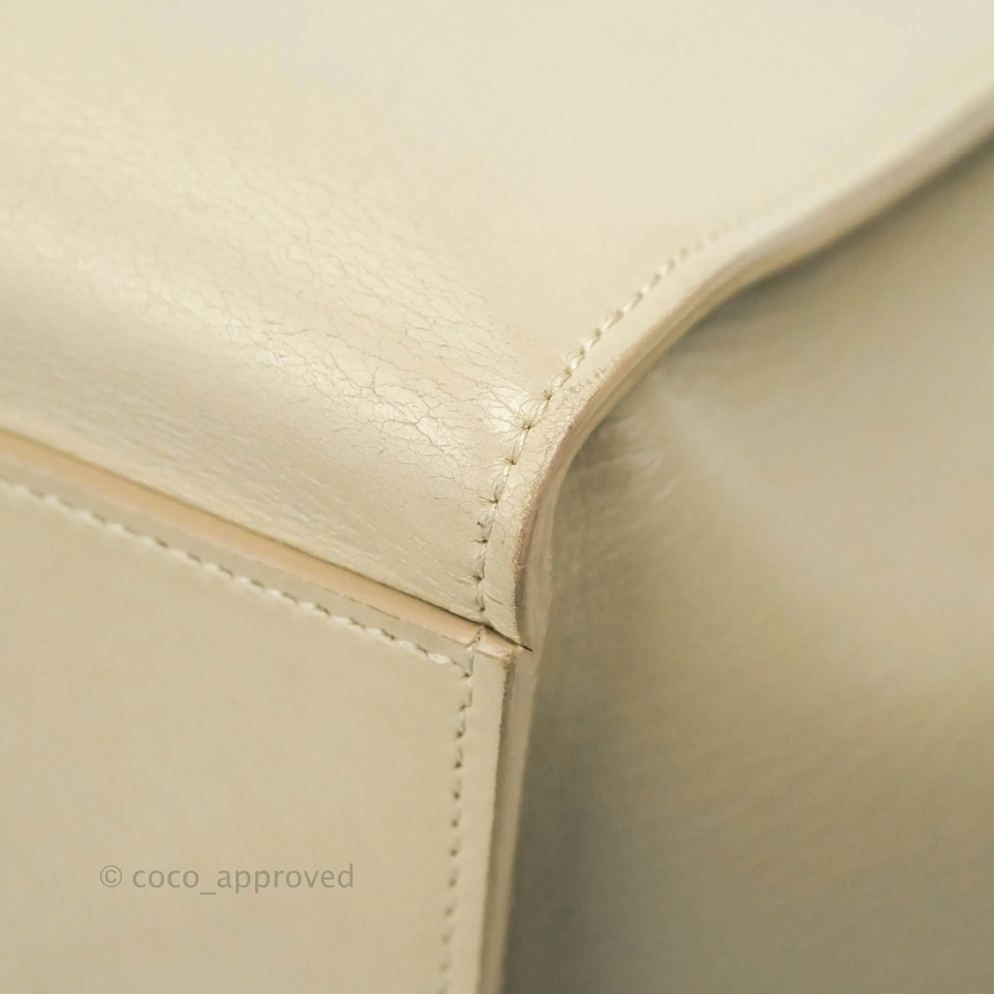 Celine Small Sleek Calfskin Tri-Color Trapeze Ivory