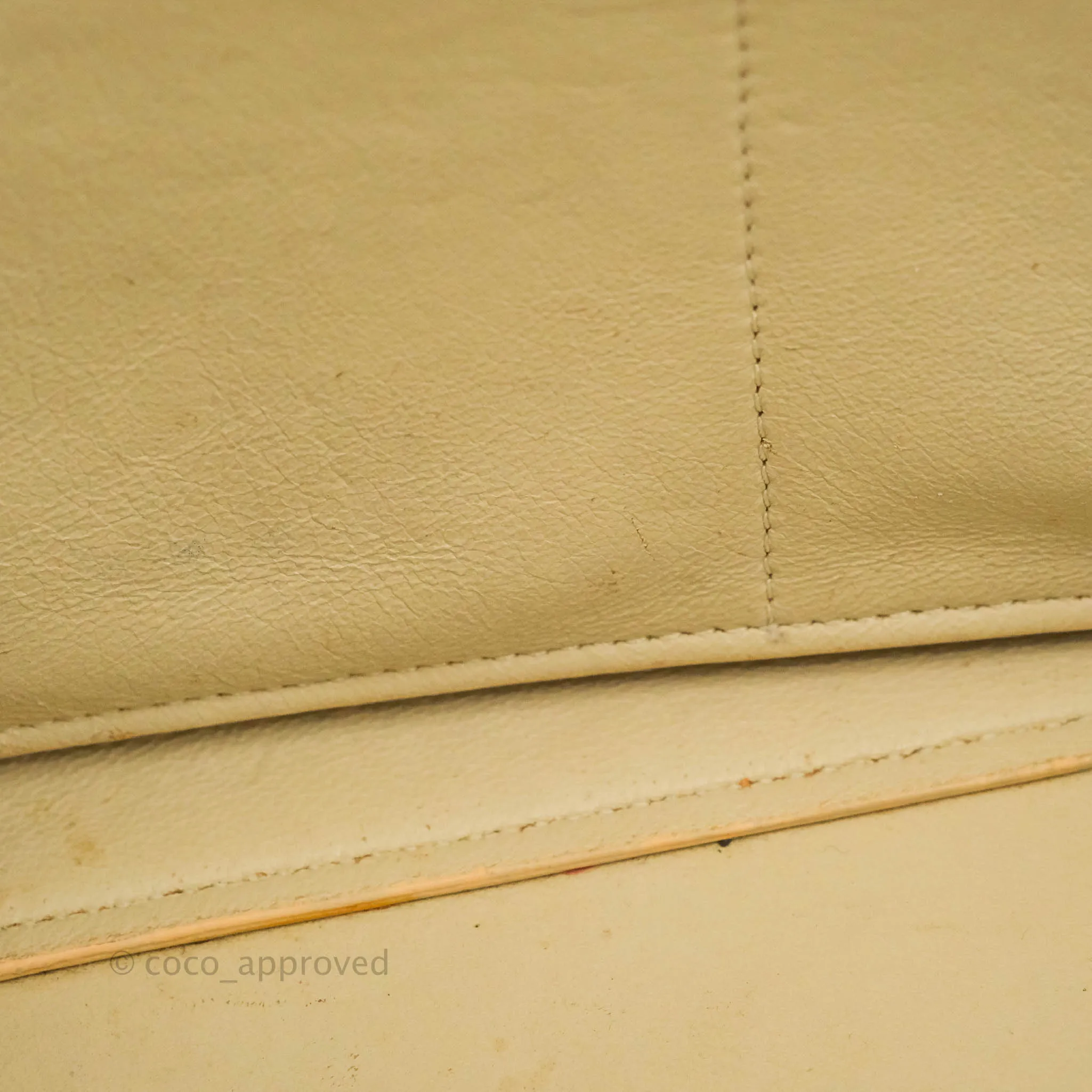 Celine Small Sleek Calfskin Tri-Color Trapeze Ivory