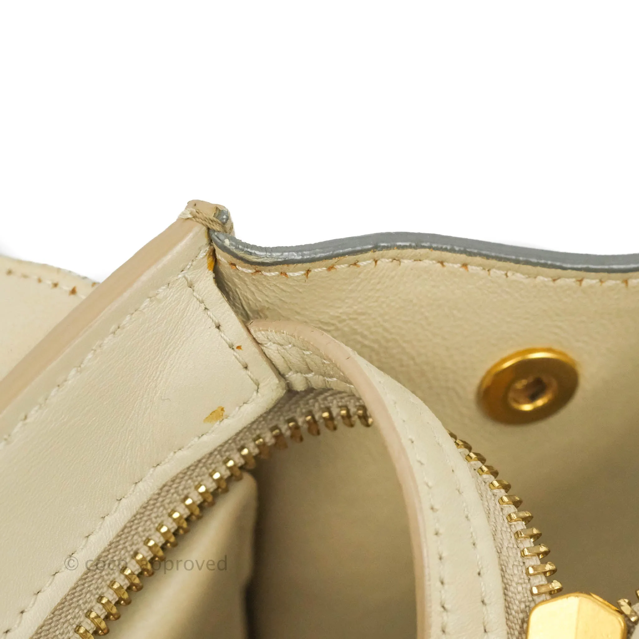 Celine Small Sleek Calfskin Tri-Color Trapeze Ivory