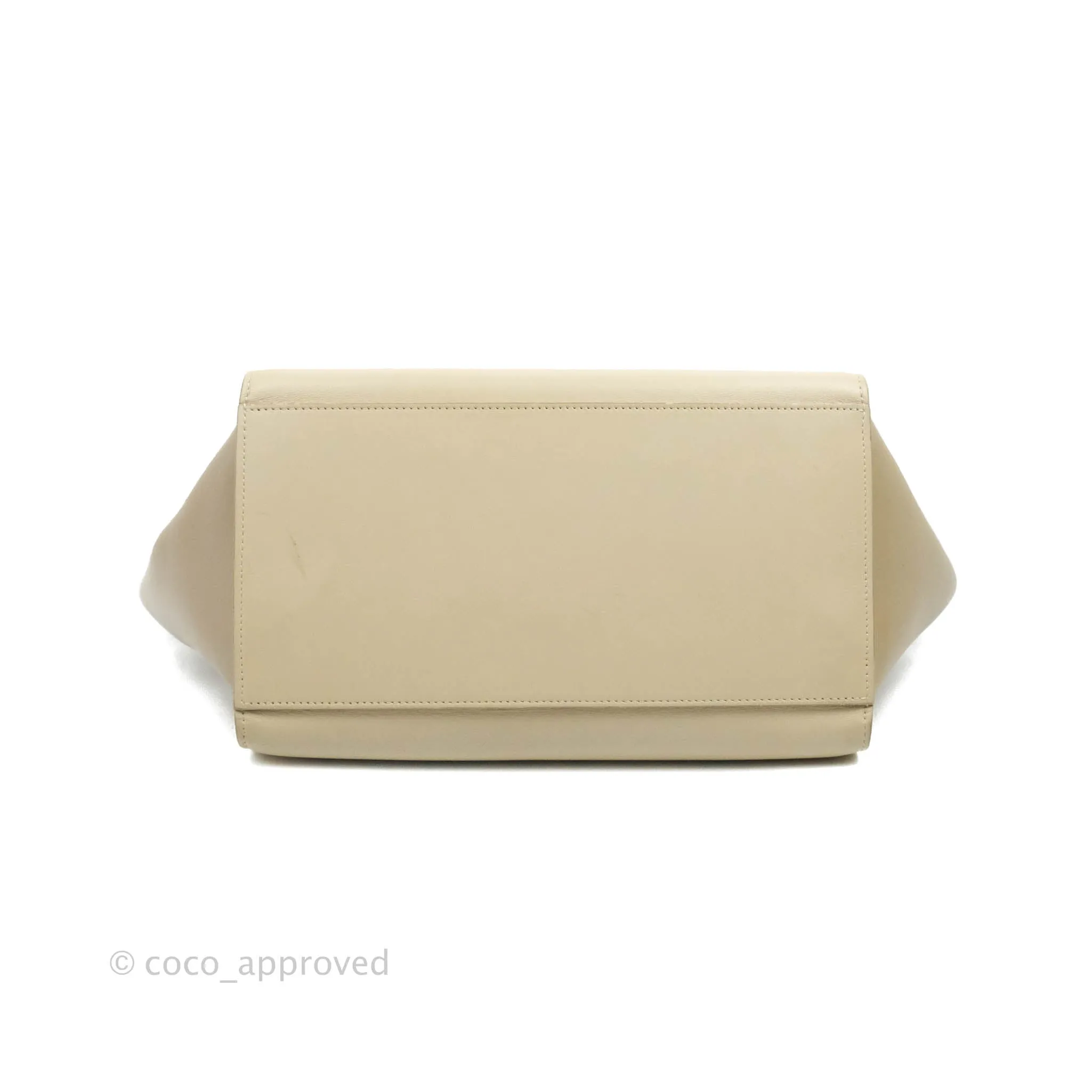 Celine Small Sleek Calfskin Tri-Color Trapeze Ivory