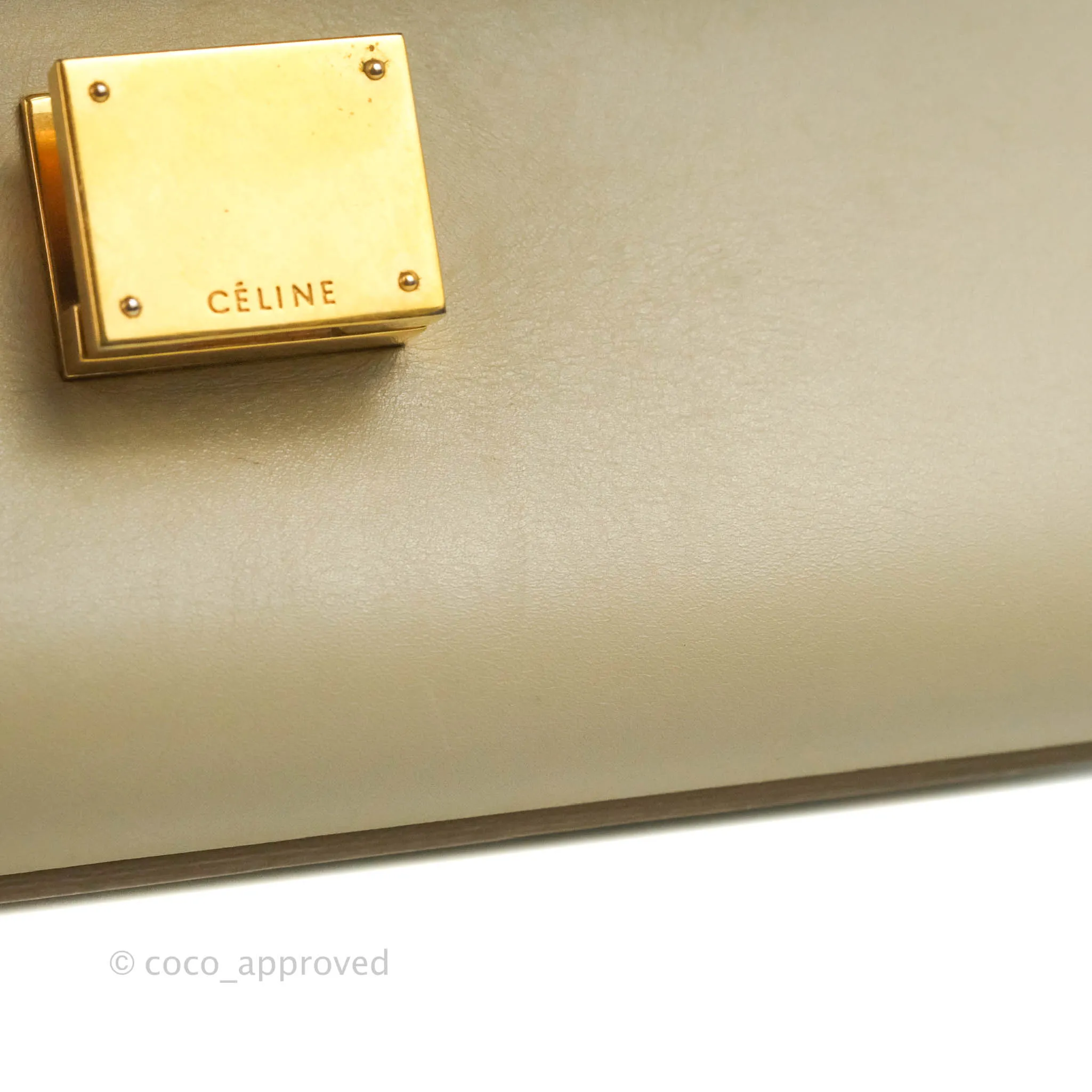 Celine Small Sleek Calfskin Tri-Color Trapeze Ivory