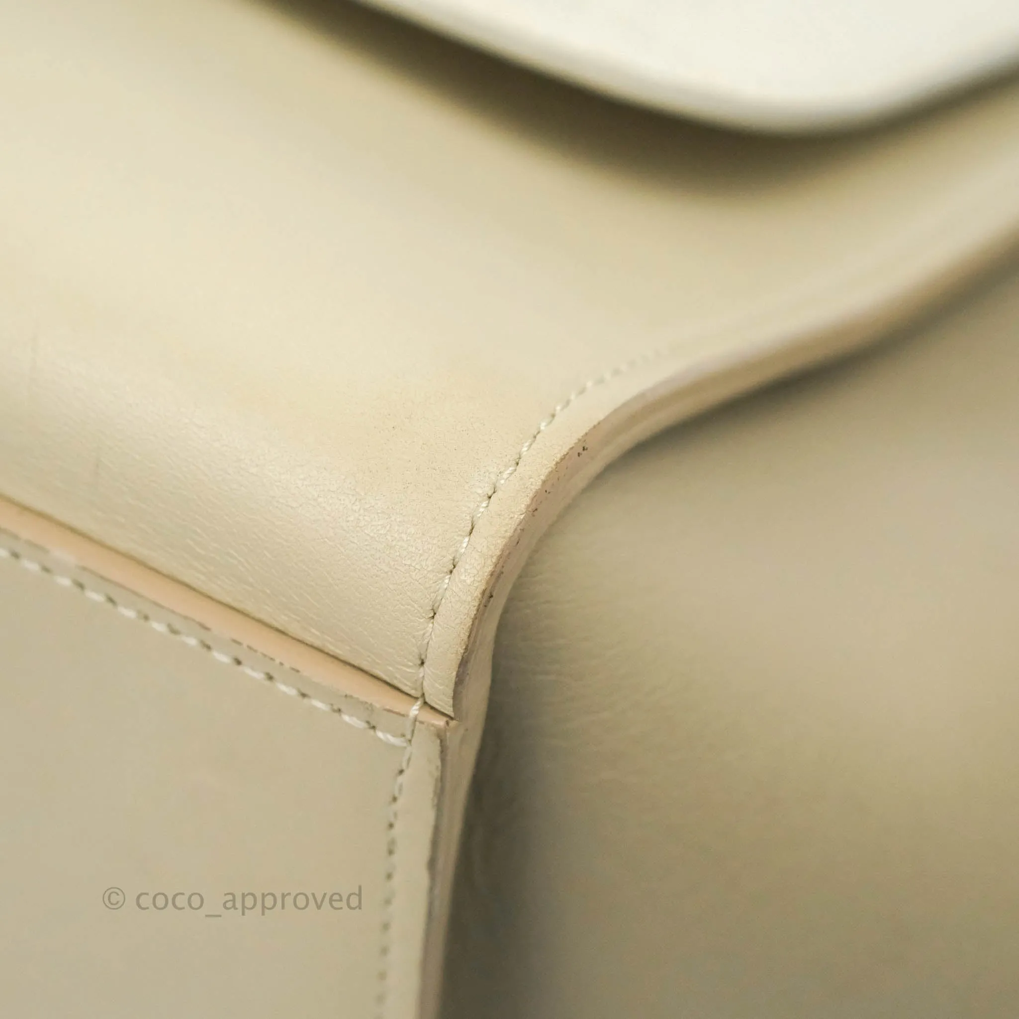 Celine Small Sleek Calfskin Tri-Color Trapeze Ivory