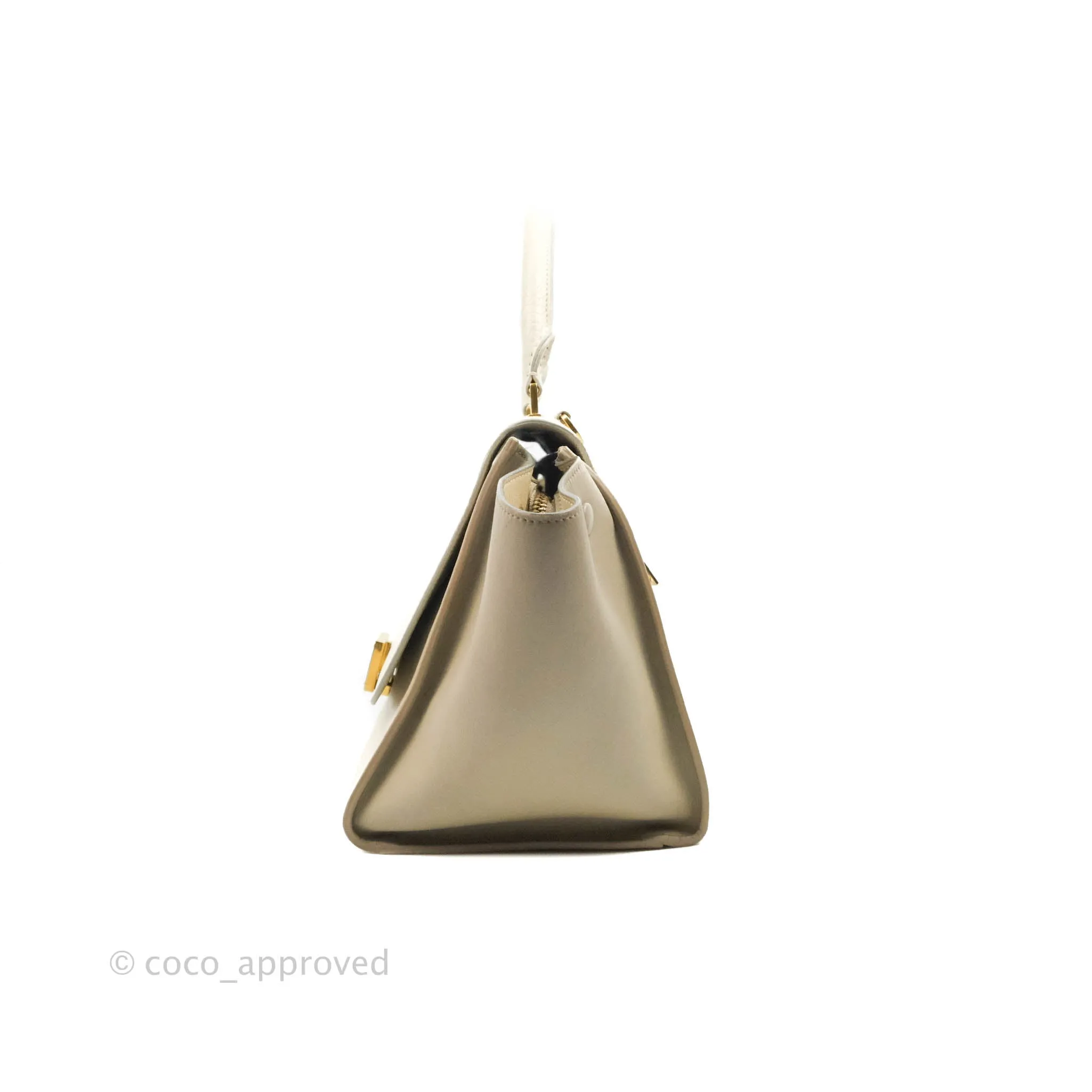 Celine Small Sleek Calfskin Tri-Color Trapeze Ivory