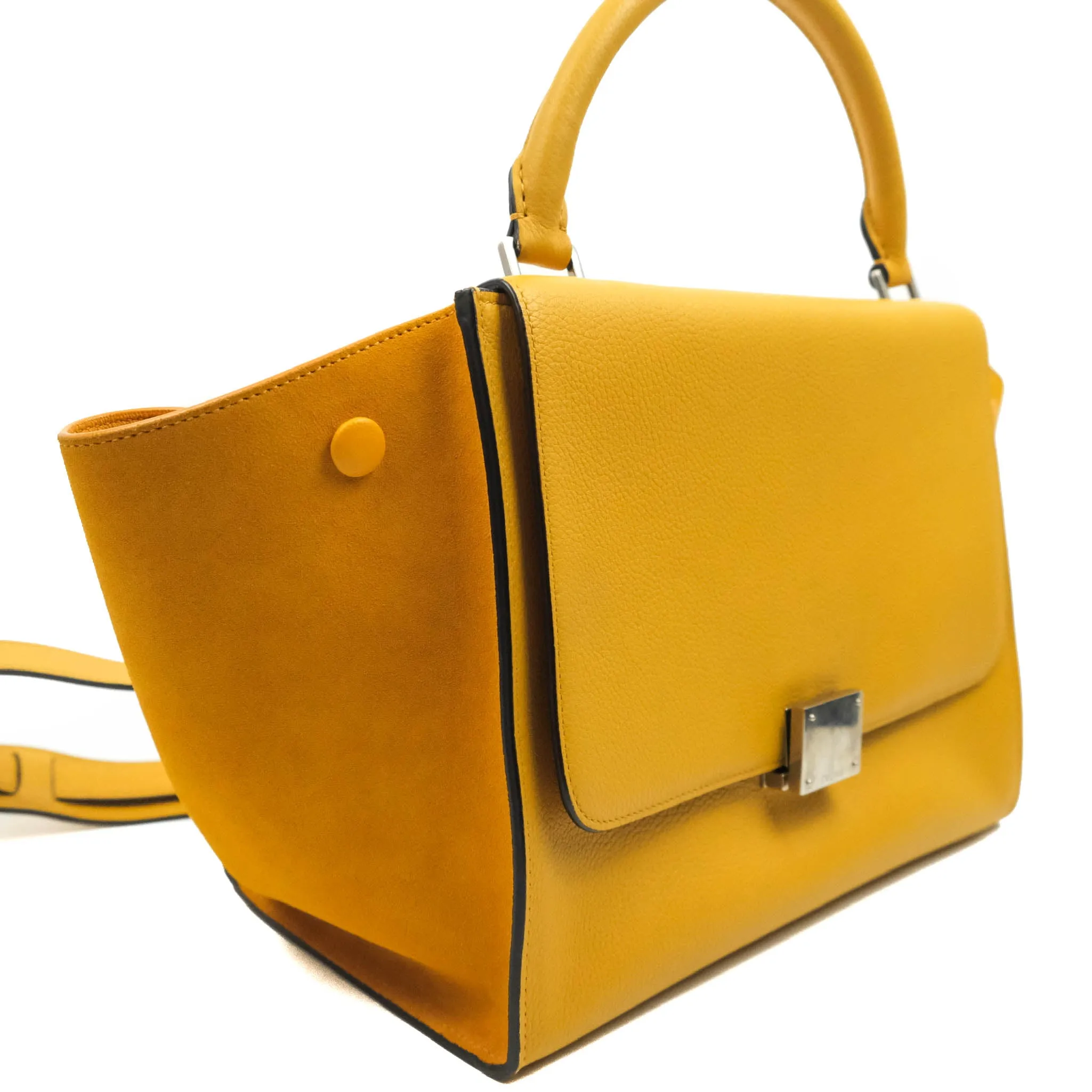 Celine Small Trapeze Bag Mustard Yellow Grained Calfskin