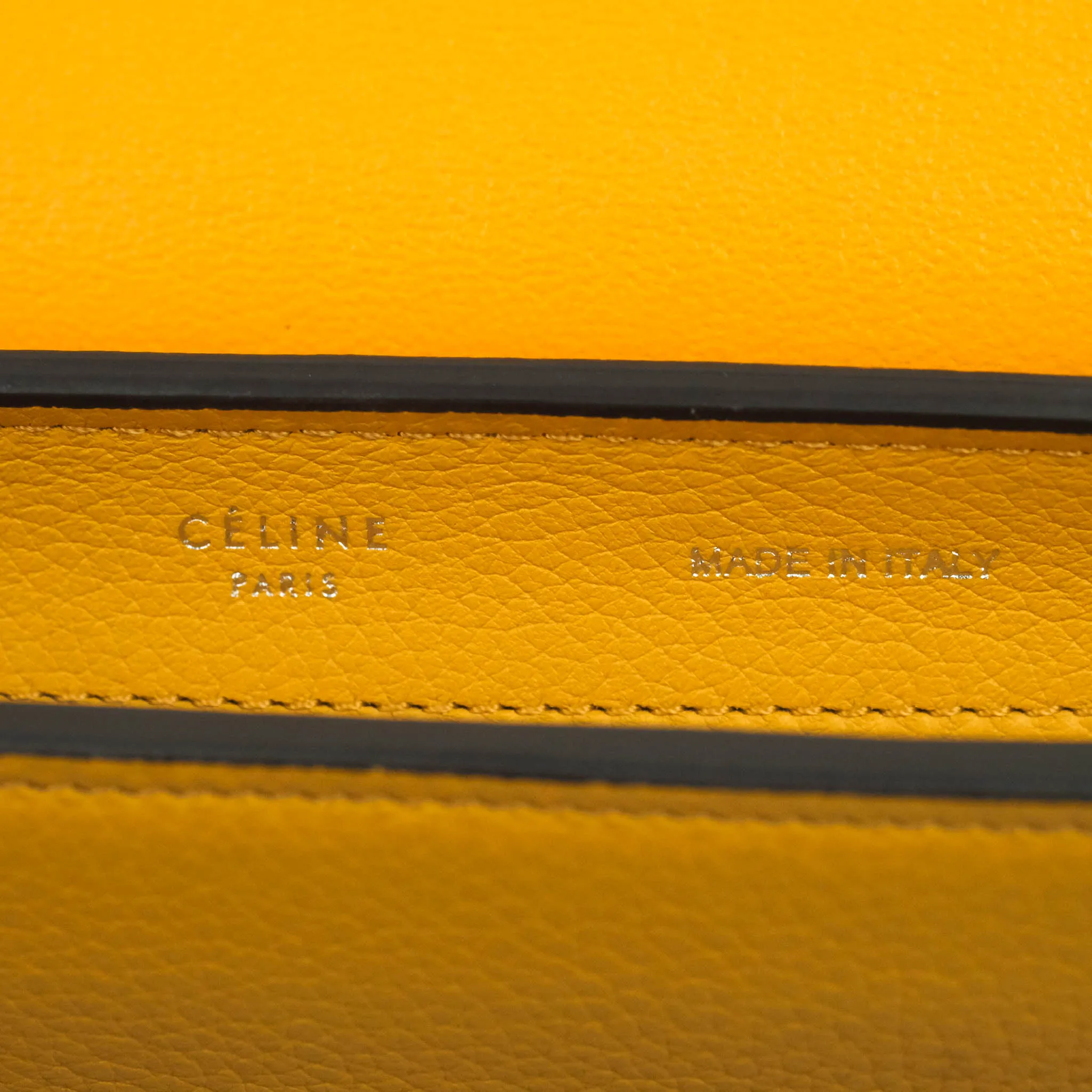Celine Small Trapeze Bag Mustard Yellow Grained Calfskin