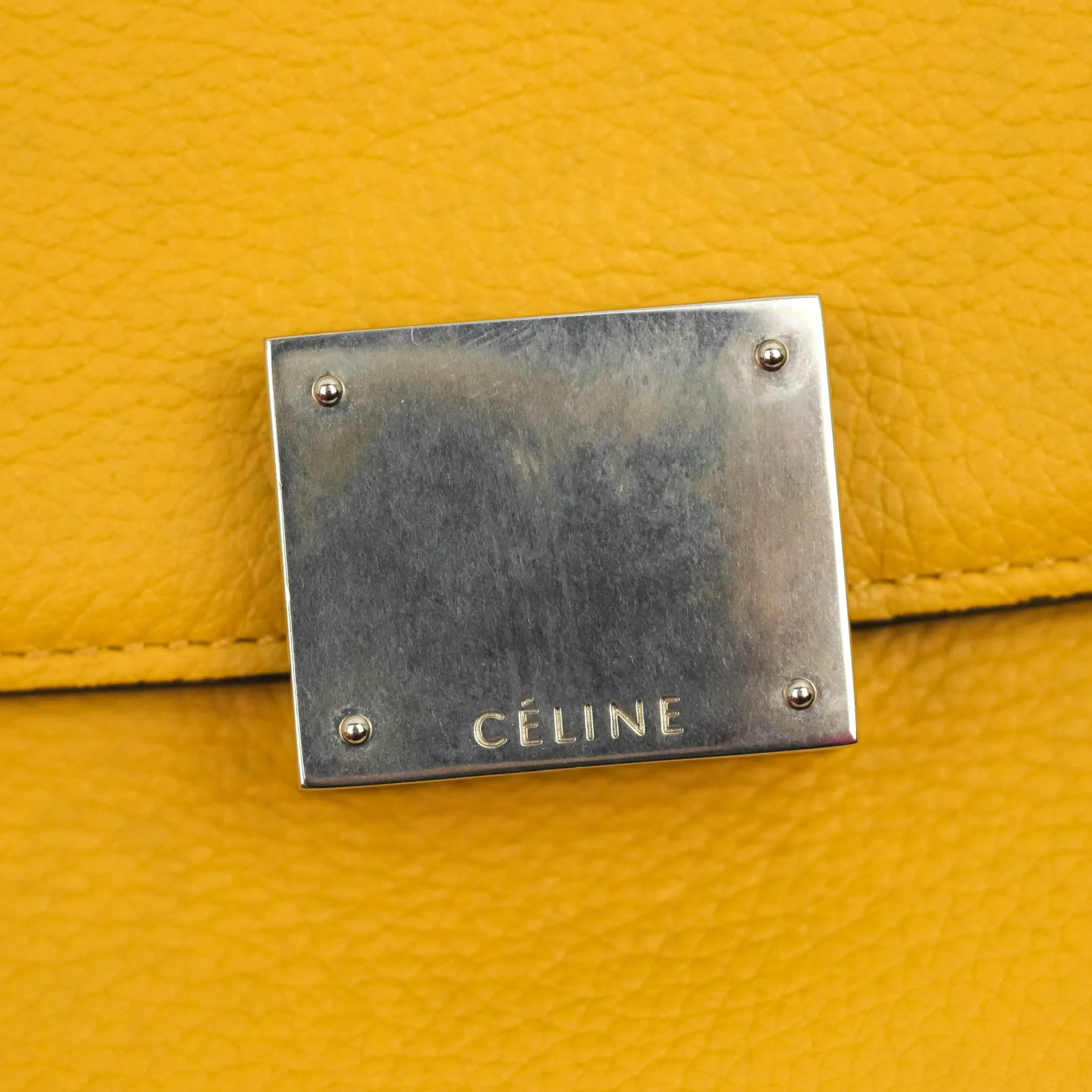 Celine Small Trapeze Bag Mustard Yellow Grained Calfskin