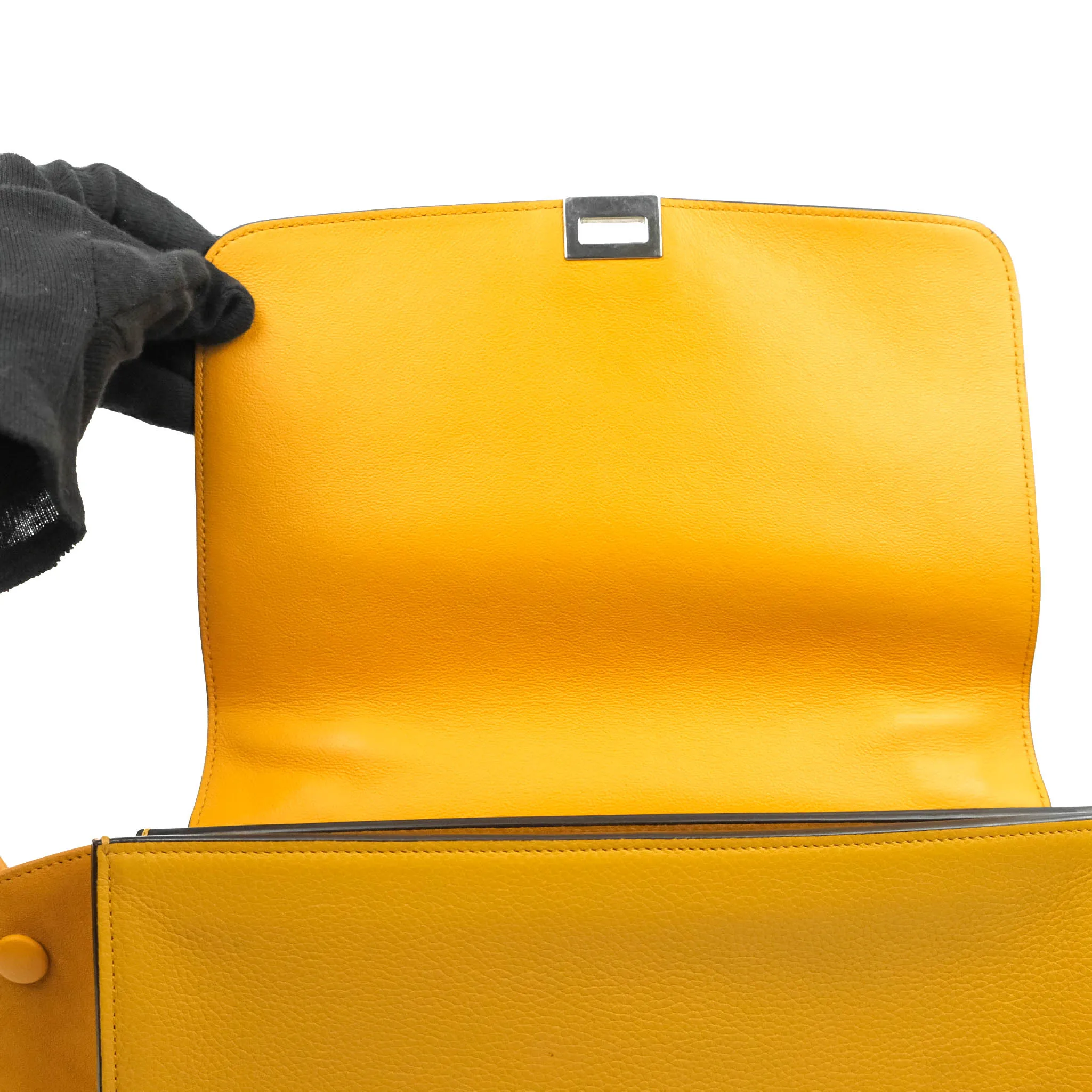 Celine Small Trapeze Bag Mustard Yellow Grained Calfskin