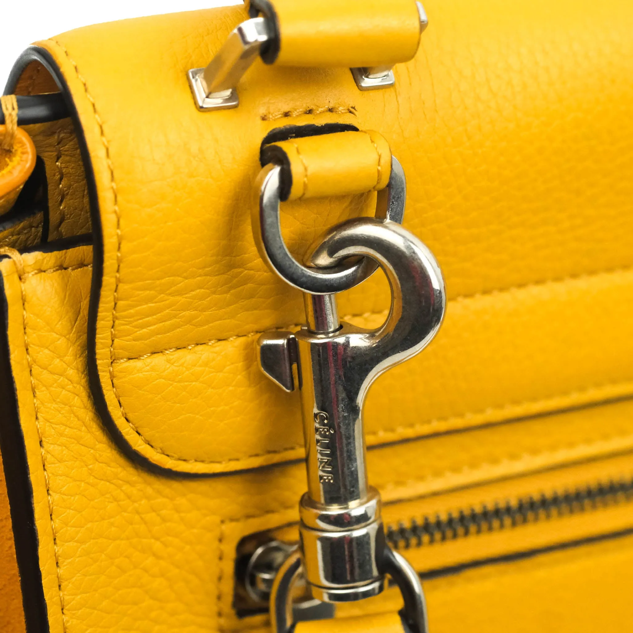 Celine Small Trapeze Bag Mustard Yellow Grained Calfskin