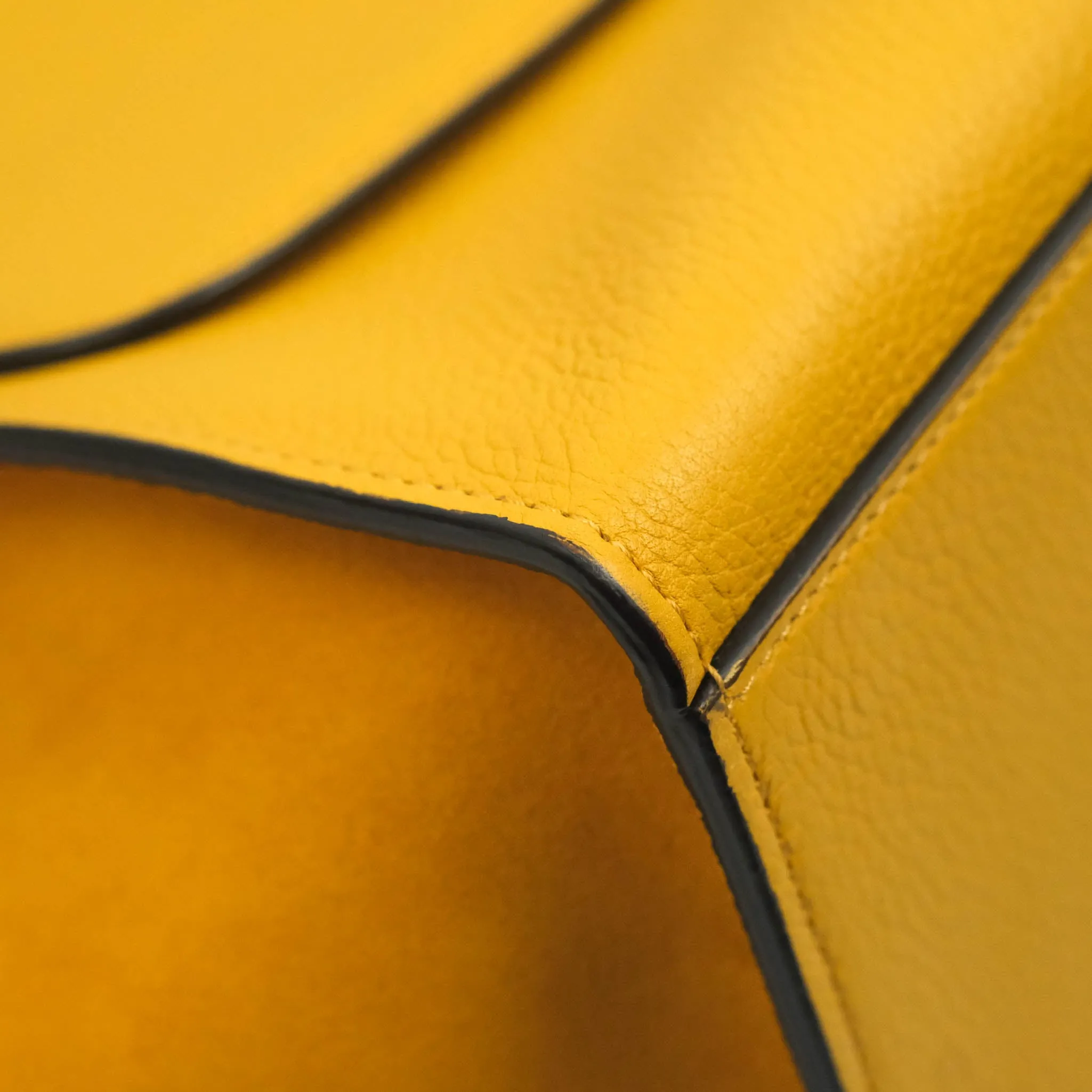 Celine Small Trapeze Bag Mustard Yellow Grained Calfskin
