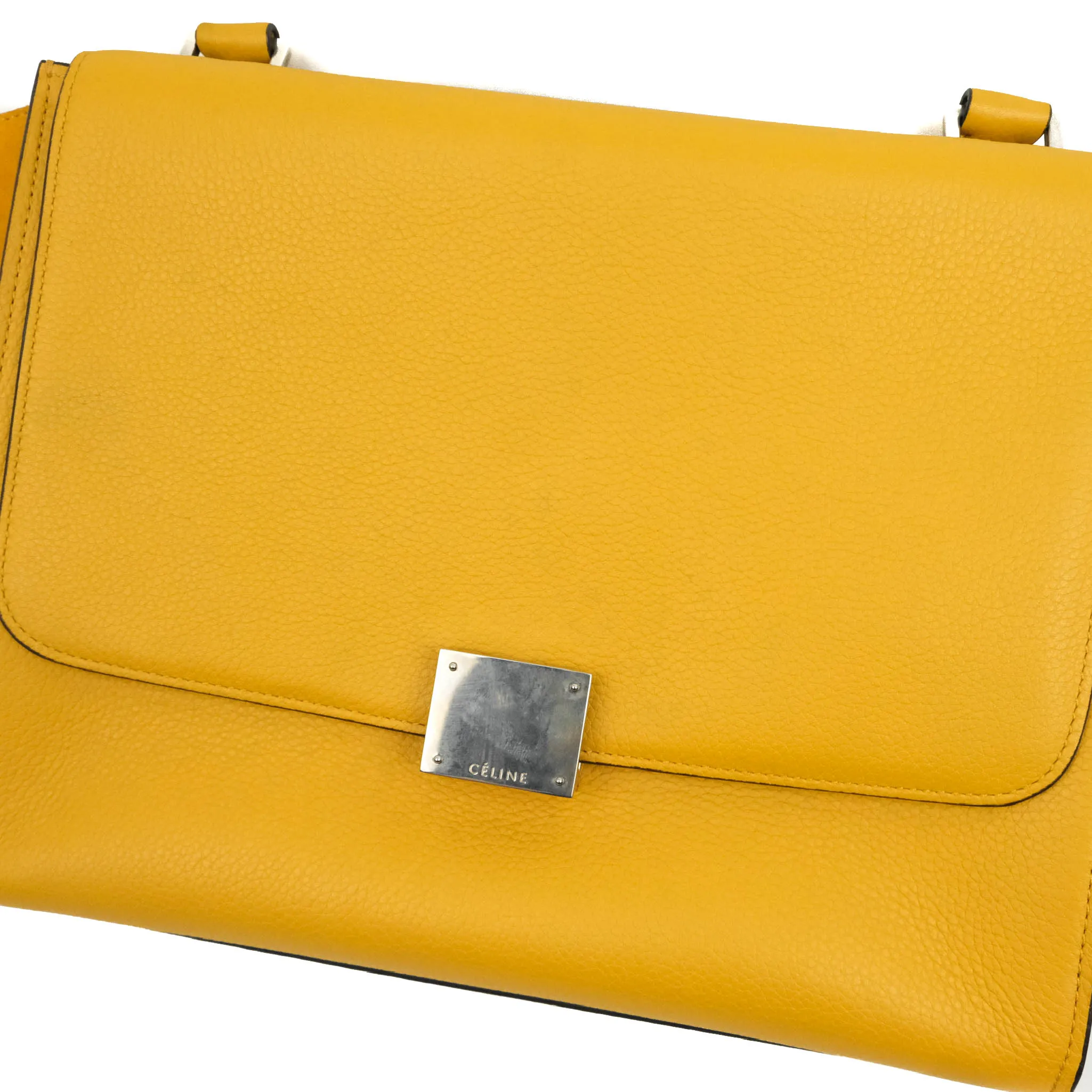 Celine Small Trapeze Bag Mustard Yellow Grained Calfskin