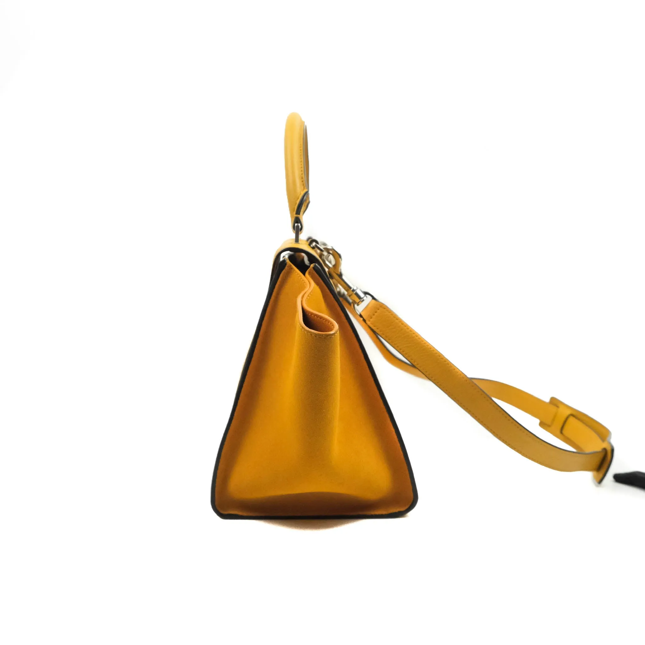 Celine Small Trapeze Bag Mustard Yellow Grained Calfskin