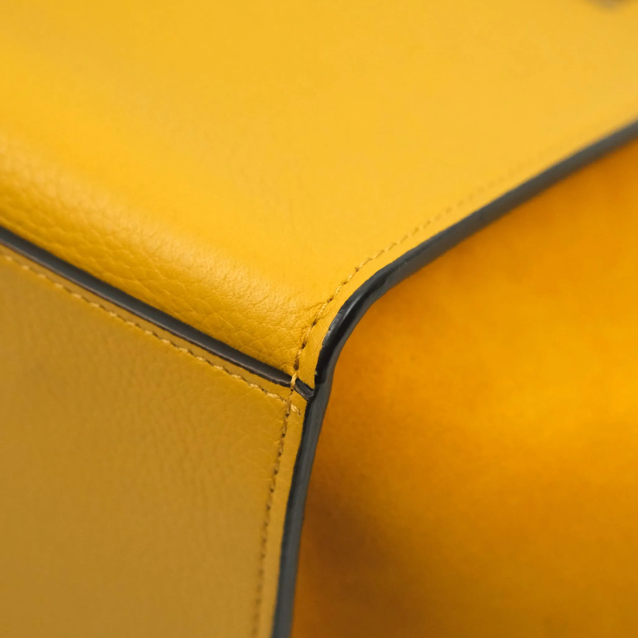 Celine Small Trapeze Bag Mustard Yellow Grained Calfskin